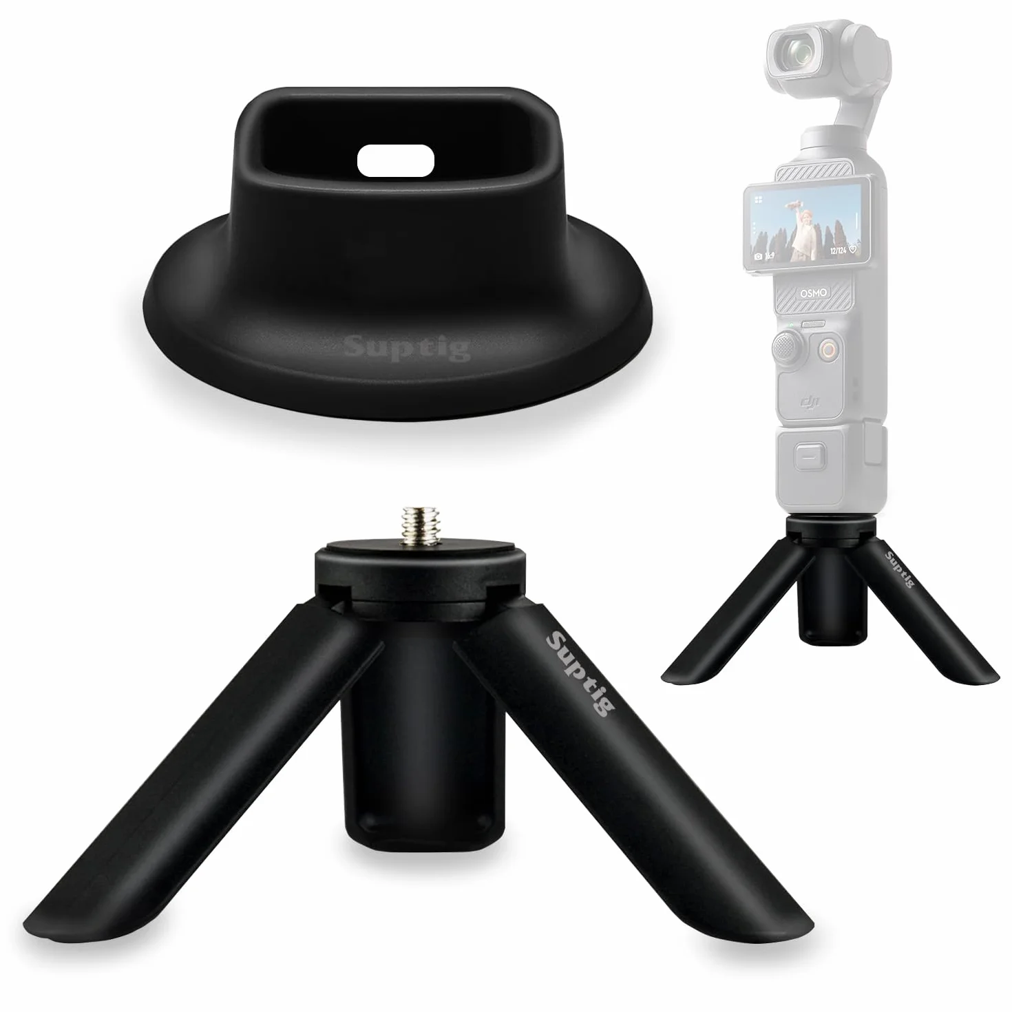 Suptig Uchwyt na statyw, silikonowy antypoślizgowy uchwyt biurkowy do DJI Osmo Pocket 3, akcesoria Osmo Pocket 3 (czarny)