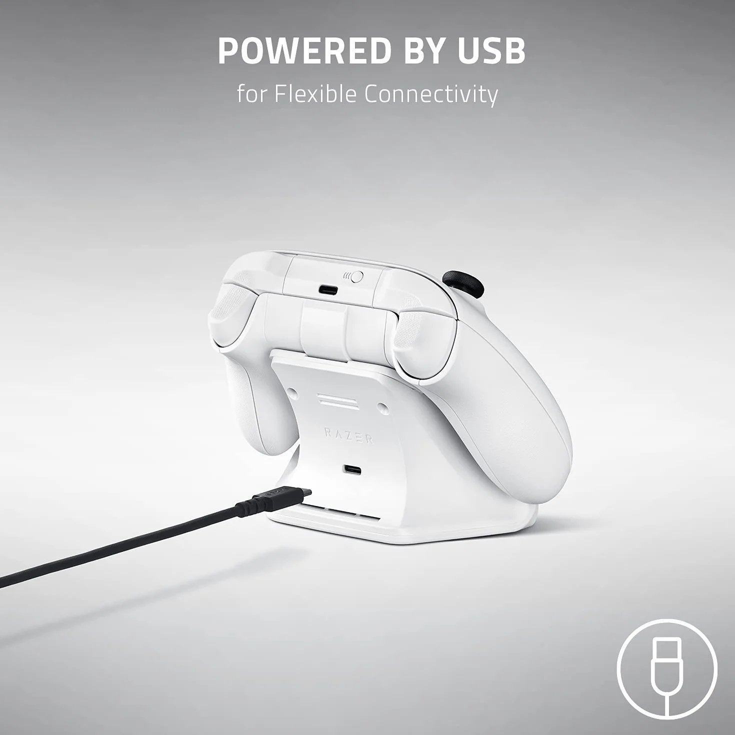 Razer Uniwersalny stojak do szybkiego ładowania do Xbox Series X|S: magnetyczne bezpieczne ładowanie - idealnie pasuje do kontrolerów bezprzewodowych Xbox - zasilany przez USB - czarny (kontroler