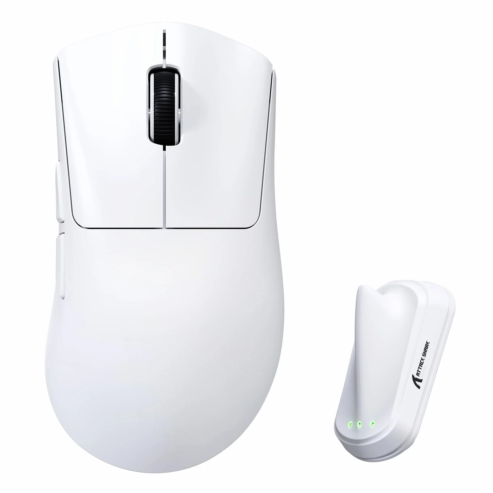 ATTACK SHARK V8 Bezprzewodowa Mysz Gamingowa 8000Hz, Chip Nordic 54L15, Sensor PAW3950MAX, 59g Ultralekka, 42000 DPI, 20 000 FPS, Ergonomiczna, BT / 2,4GHz / Przewodowa, Powłoka Ice, PC/Win, Biały