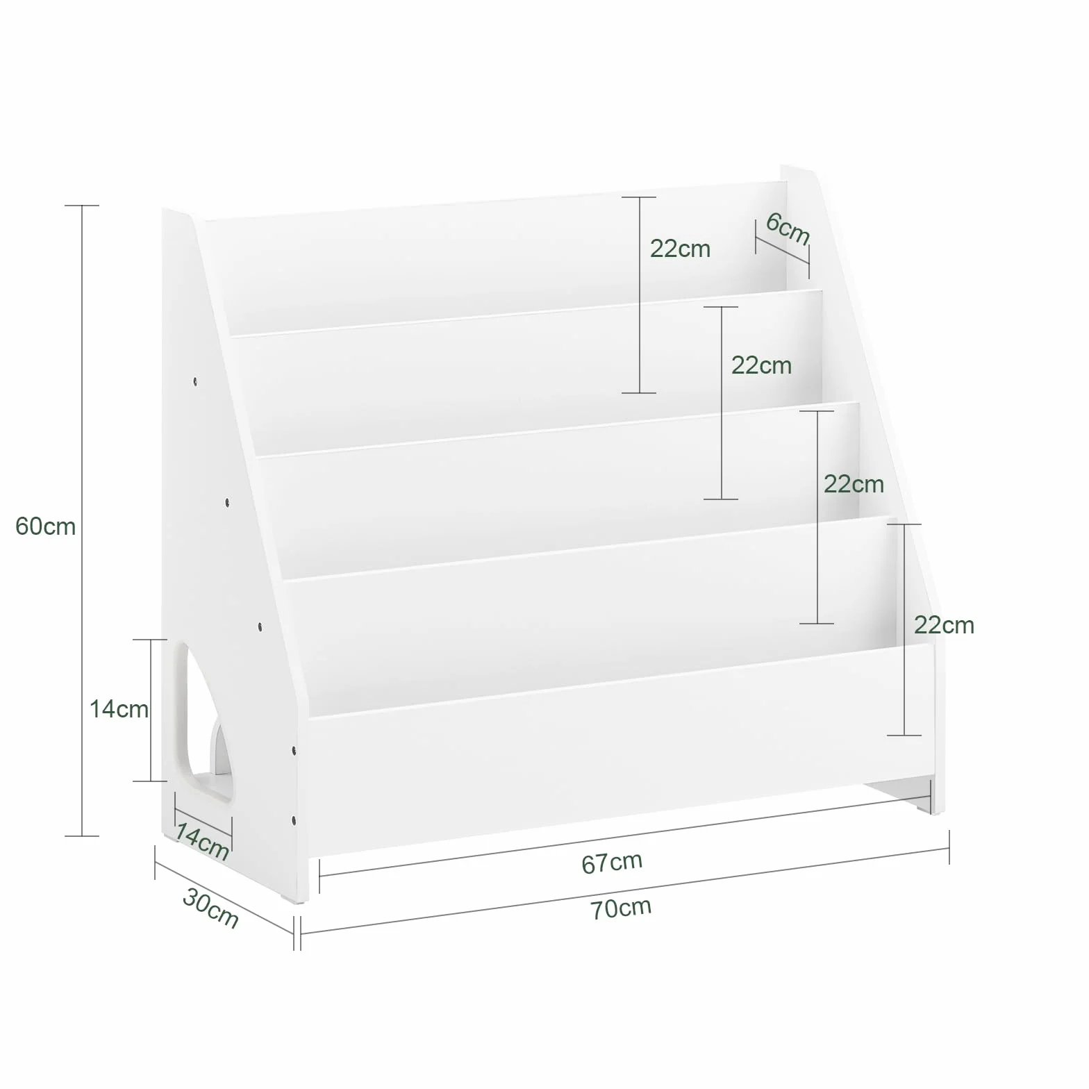 SoBuy KMB32-K-W regał na książki dla dzieci biały 70x60x30 cm