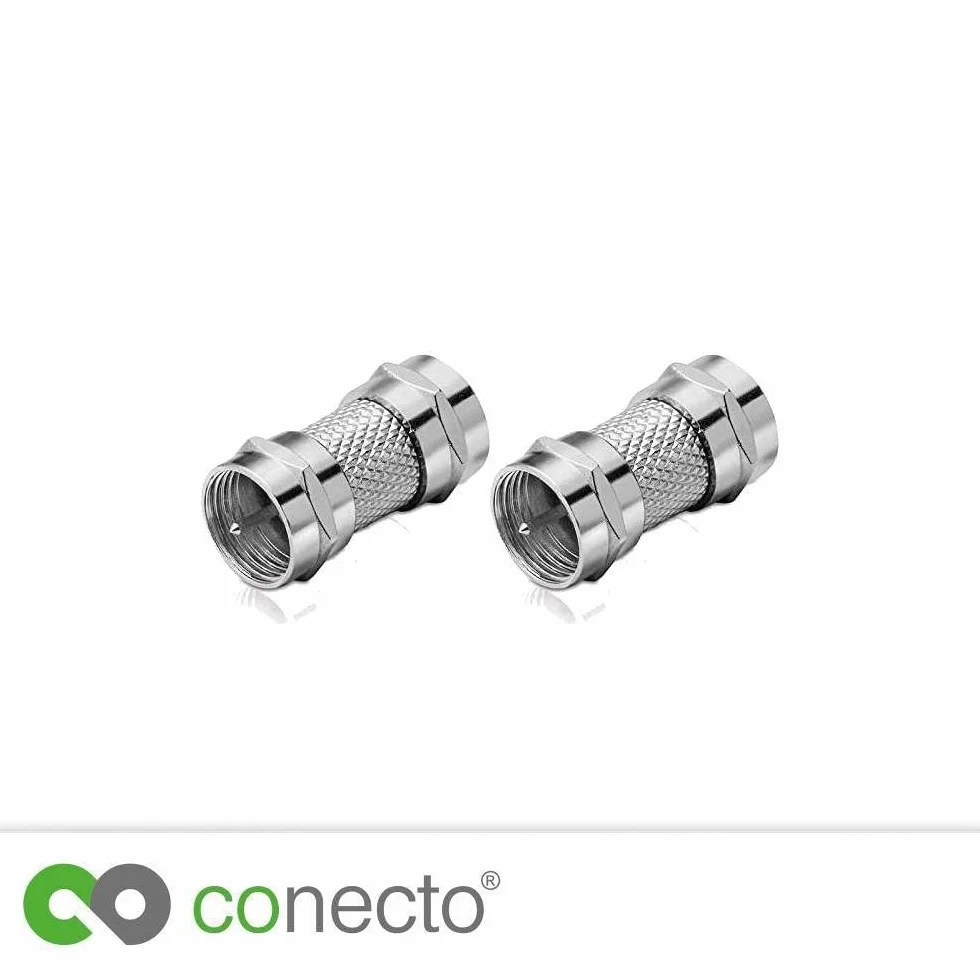 conecto Złącze F, złącze F, wtyczka F, adapter do przedłużenia kabla antenowego/kabla koncentrycznego, zestaw 2 sztuk, SA-CC50825-SET2, nikiel