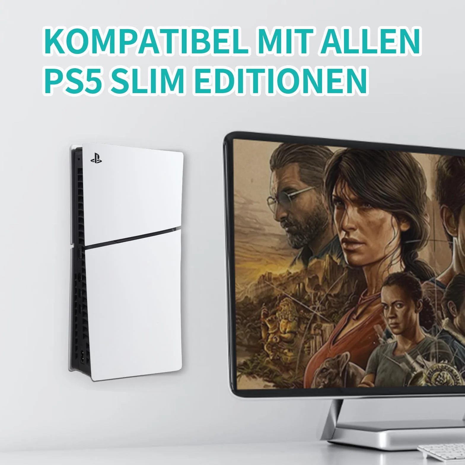 Marvelights Uchwyt ścienny PS5 biały Kompatibel z PS5 Slim