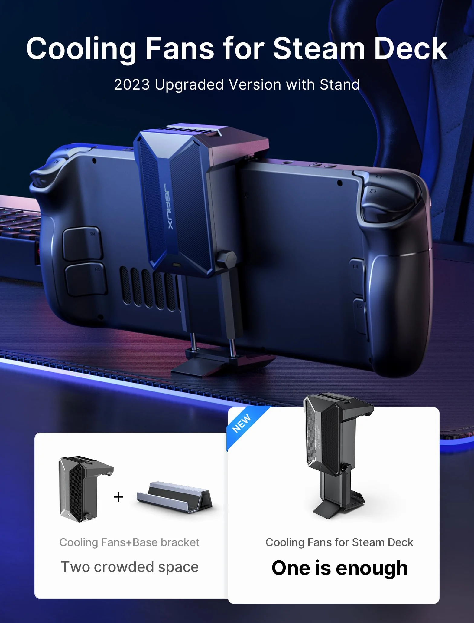 JSAUX Wentylator chłodzący kompatybilny z Steam Deck (OLED), innowacyjny wentylator chłodzący z podstawką kompatybilny z Steam Deck OLED-GP0201