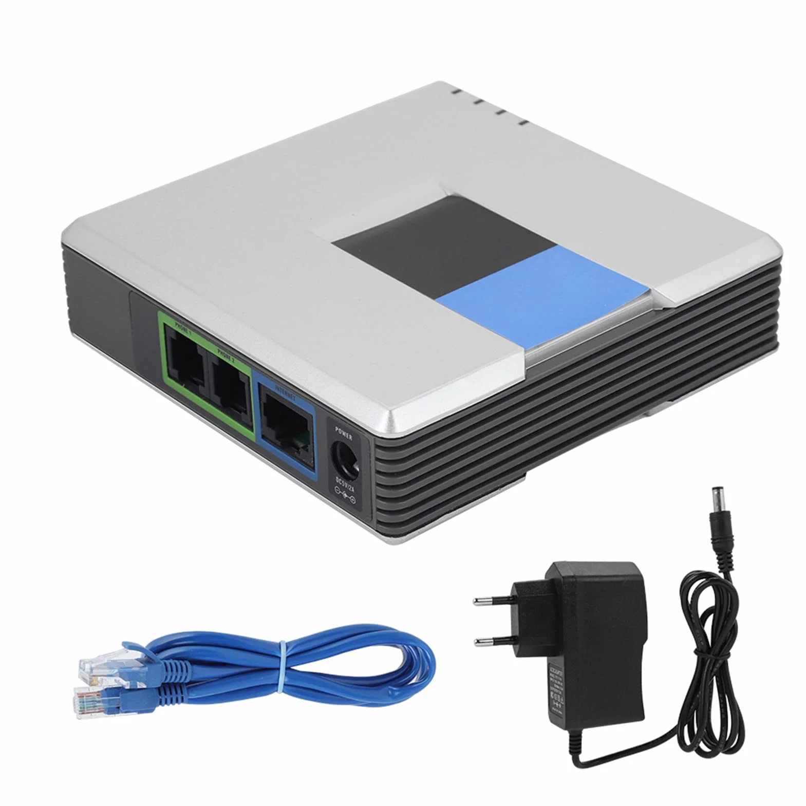 VoIP GatewayInternet Telefon VoIP 2 Porty Adapter SIP RJ45 Kabel do Routera ORINIONE PAP2T + Telefon = Krajowy Międzynarodowy lub (Szerokopasmowy + Router Szerokopasmowy (wtyczka UE)