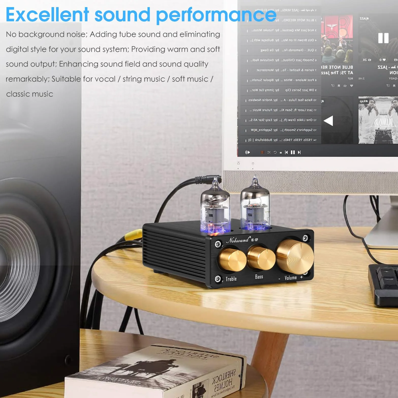 Nobsound NS-10P Mini przedwzmacniacz Valve Tube Preamp Audio Hi-Fi Stereo przedwzmacniacz rurowy z regulacją wysokości basów