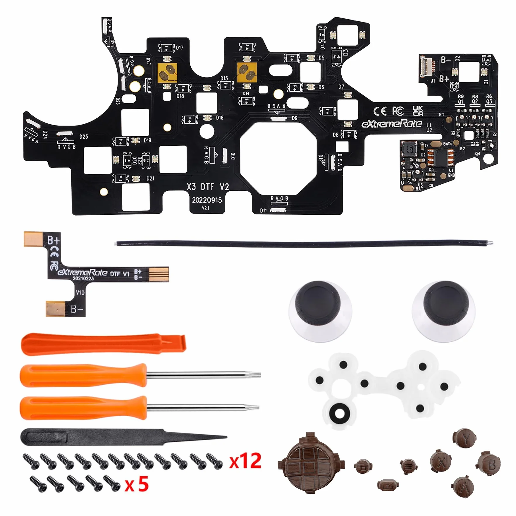 eXtremeRate Wielokolorowe przyciski LED do kontrolera Xbox Series X/S - 7 kolorów 9 trybów Zestaw