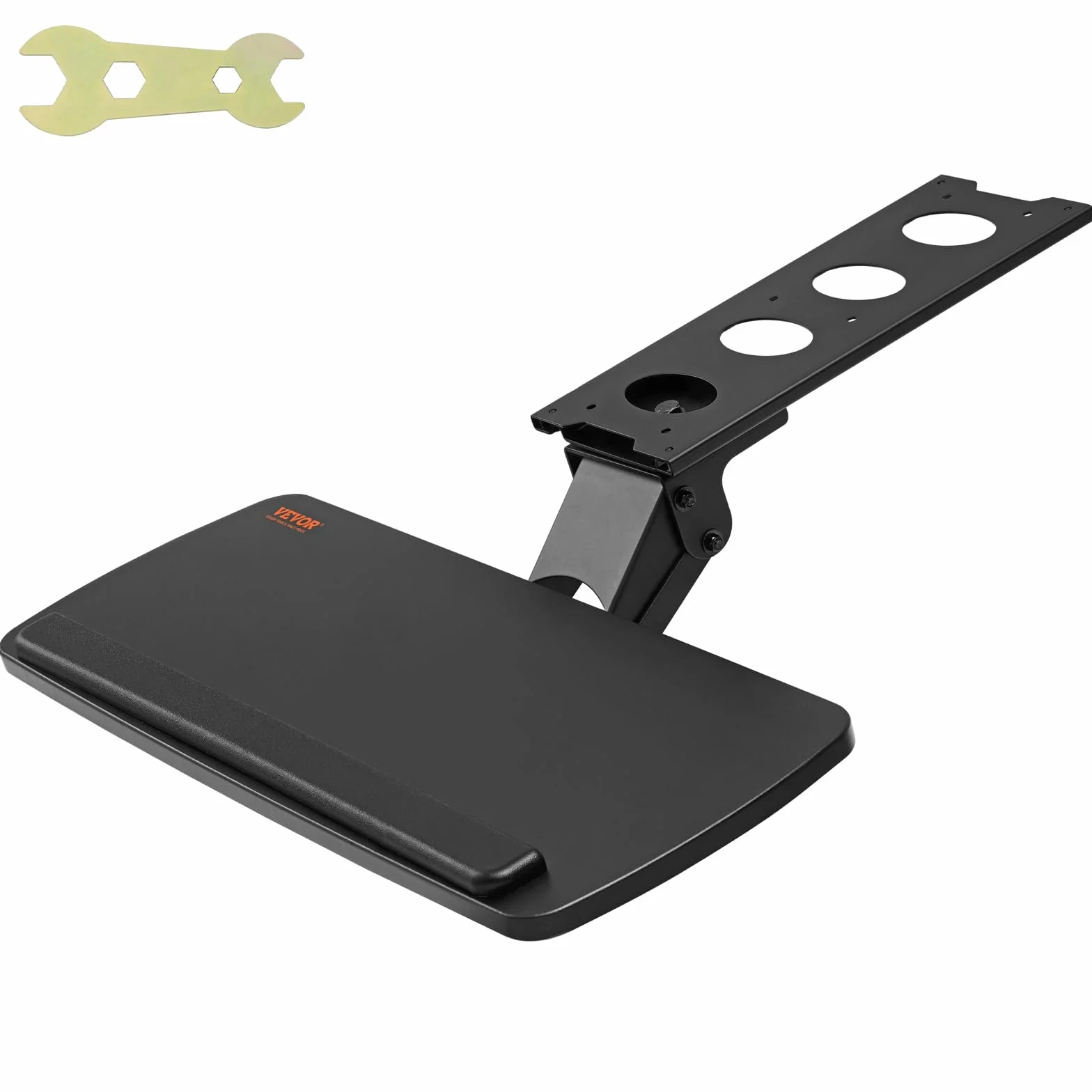 VEVOR Uchwyt na klawiaturę 63,5x25 cm Taca na klawiaturę i mysz, przesuwana pod biurkiem Max 5 kg, wysuwana klawiatura łatwa regulacja wysokości i kąta do komputera biurkowego w domu