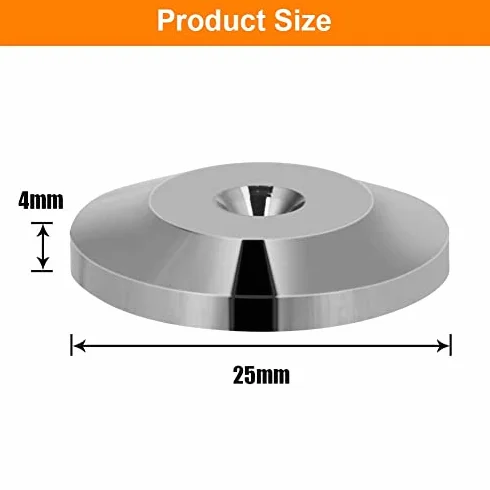 8 Stk. 25 x 4 mm Lautsprecherfüße, Lautsprecherisolationspad Universal Copper Speaker Shock Base Pad Isolationsfüße Mattenbodenscheibe, für Lautsprecher-CD-DVD-Player(Pistolenfarbe)