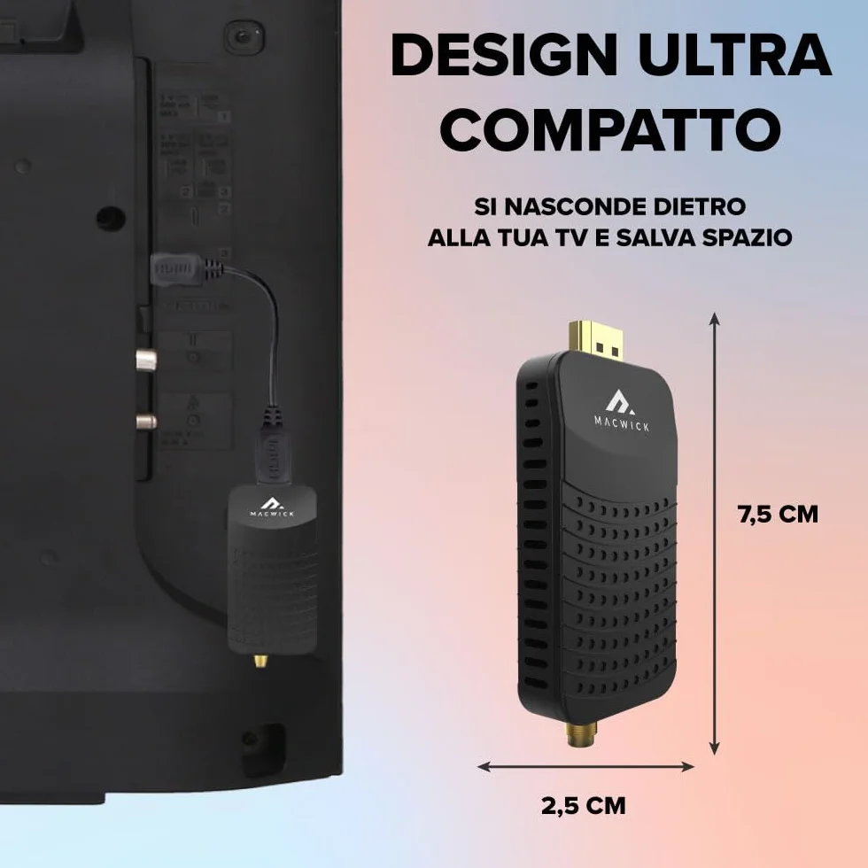 Macwick Dekoder telewizji cyfrowej DVB-T2 tylko naziemny 2025-2026 BEZ TV-SAT, 1080P H265 HEVC, HD HDMI USB połączenie funkcja PVR, niewidoczne nano, pilot na podczerwień 2 w 1, sprawdź kompatybilność