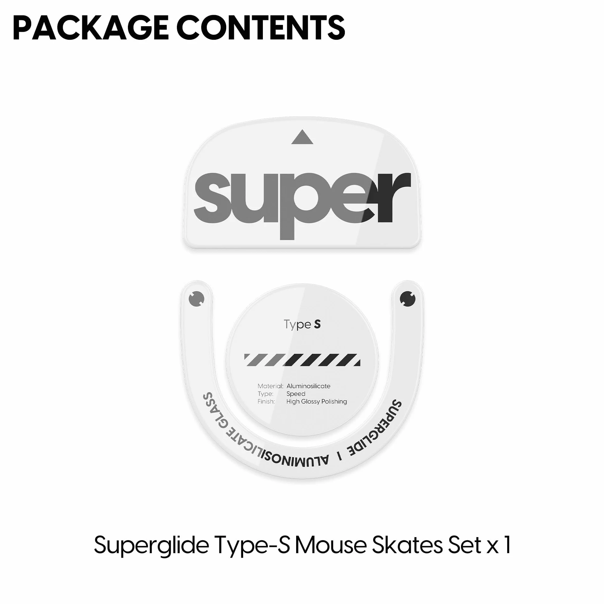 Superglide Szklane łyżwy pod mysz do Logitech G Pro X Superlight2, polerowana okrągła krawędź, wytrzymała podeszwa, białe
