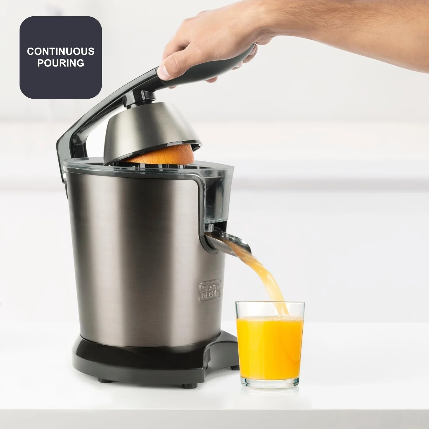 BLACK+DECKER Elektryczna wyciskarka do cytrusów BXCJ350E 350 W filtr ze stali nierdzewnej