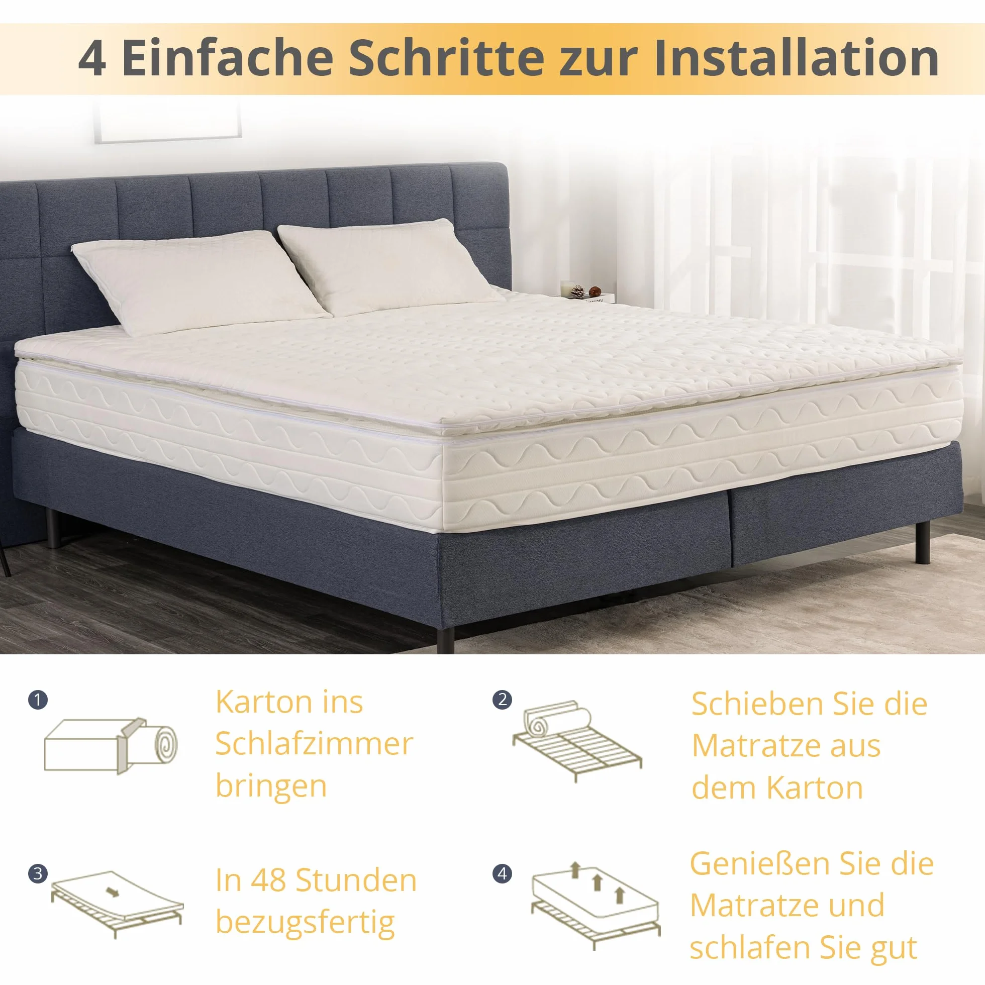 EGO HOME Materac wierzchni 140x200 cm H2 7 cm 7-strefowy rdzeń z pianki zimnej Öko-Tex