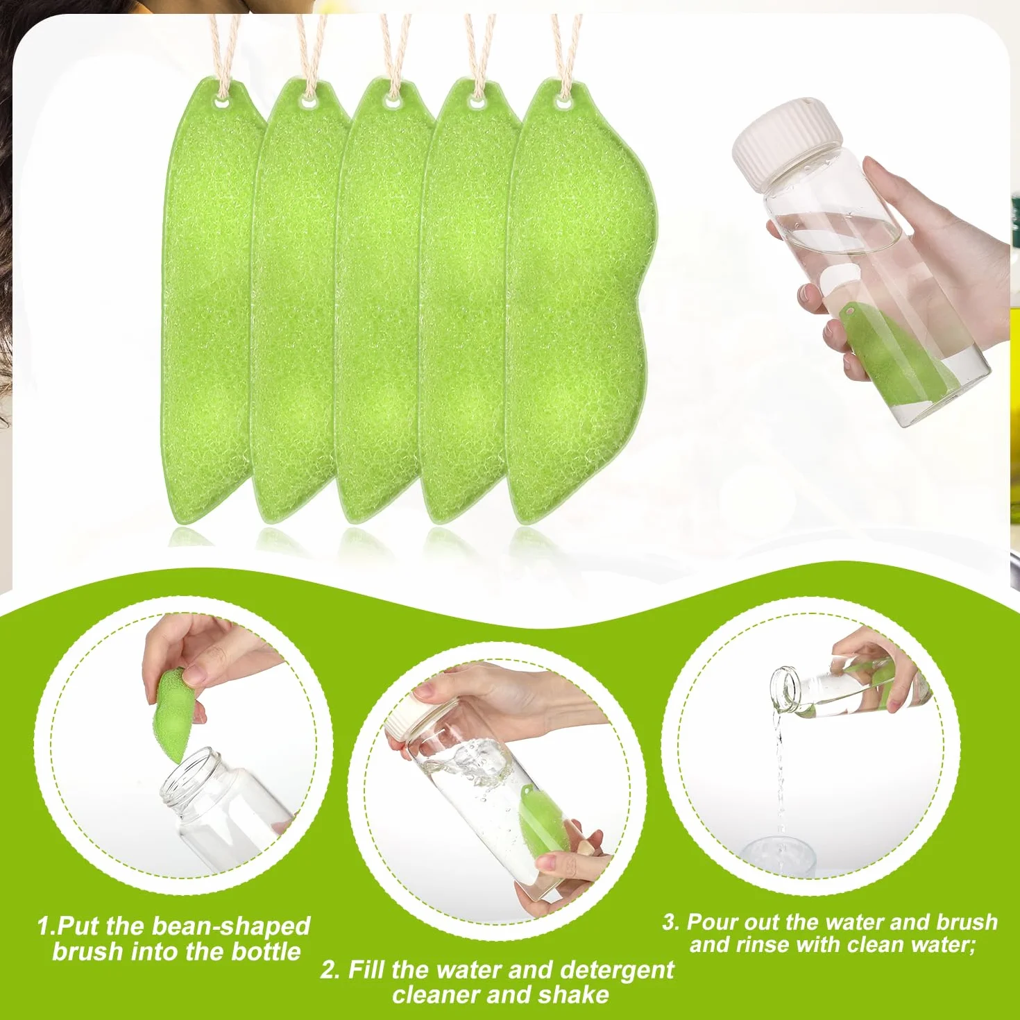 Beans Bottle Cleaning Sponge Srodek do Czyszczenia Butelek z Kulka Ceramiczna Wielokrotnego Uzytku Szczotka z Gabka