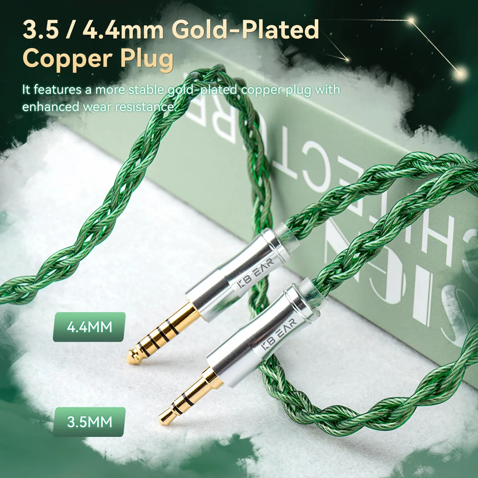 keephifi KBEAR Aegis IEM kabel 4-rdzeniowy posrebrzany kabel do słuchawek, 120 cm kabel do słuchawek HiFi do KZ EDX PRO/ZSN PRO X C-CA CRA T-RN V90/ V80 Tru-thear Zero (2-pinowy 0,78 mm, wtyczka 3,5