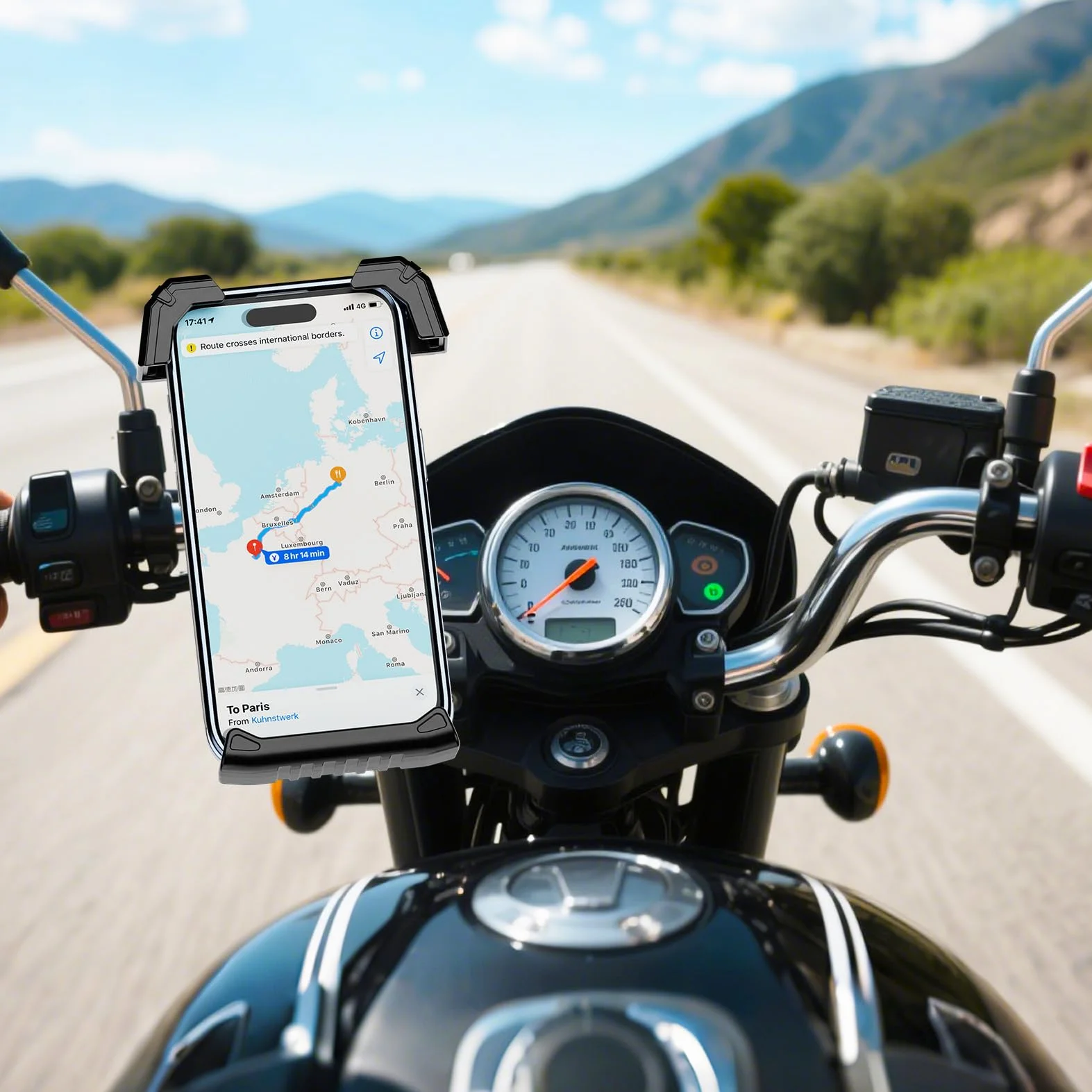 Motocykl uchwyt na telefon komórkowy, uchwyt 360° obrotowy kompatybilny z iPhone/Galaxy 4.7"-7" Smartphone