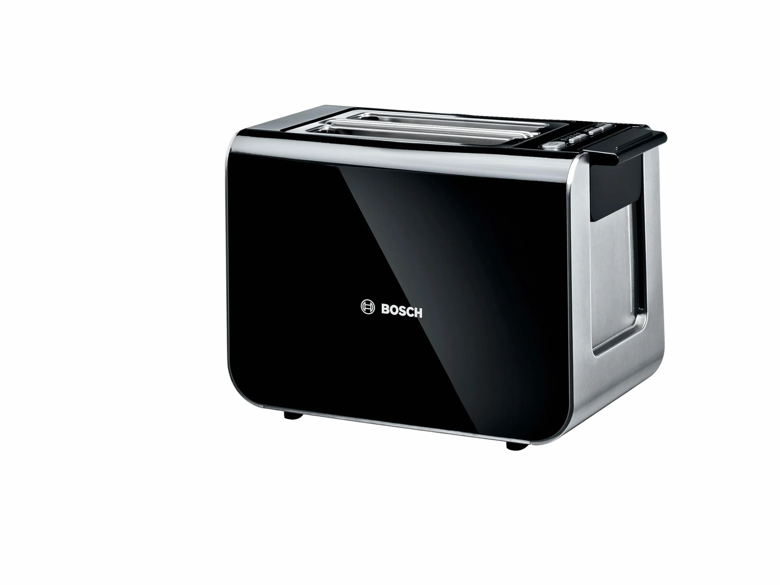 Bosch Toster Styline TAT8613N, zintegrowana nasadka do bułek, funkcja podnoszenia, funkcja rozmrażania, automatyczne wyłączanie, centrowanie chleba, 800 W, stal nierdzewna/czarny