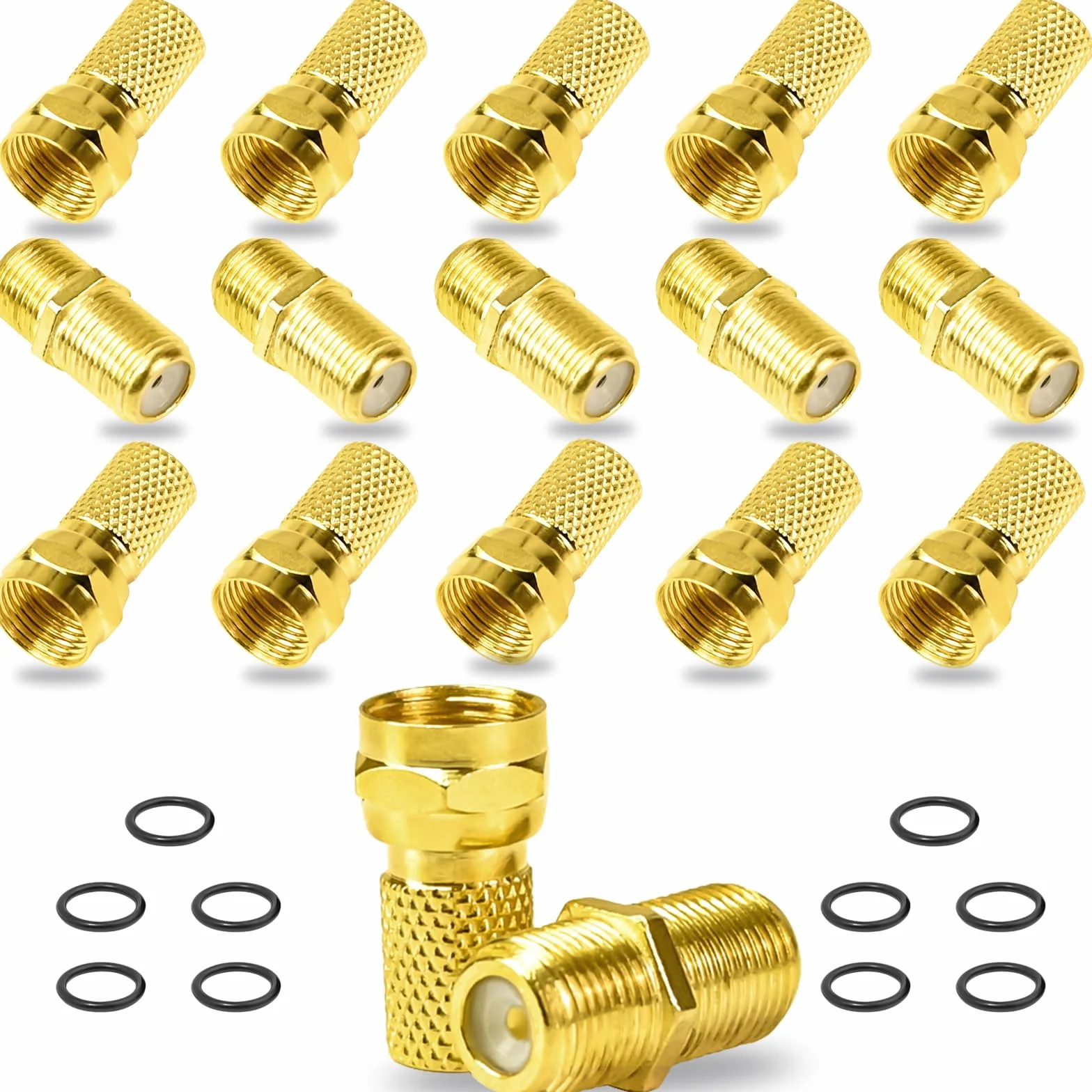 qingmeng Łącznik do kabli satelitarnych, 15 szt., wtyczka F, łącznik kabla koncentrycznego, kabel antenowy, adapter F, wtyczka F na kabel koncentryczny Sat, wtyczka do kabla satelitarnego,