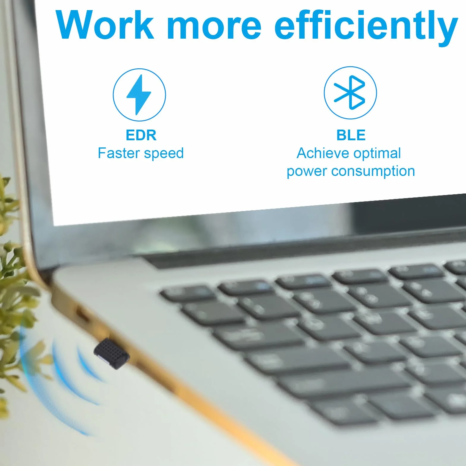 Adapter USB Bluetooth 6.0, Bezprzewodowy Klucz Sprzętowy Bluetooth Plug and Play dla Systemów Windows 11/10/8.1 Obsługuje Połączenie Wielu Urządzeń ze Słuchawkami Klawiaturą Komputerem i Telefonami