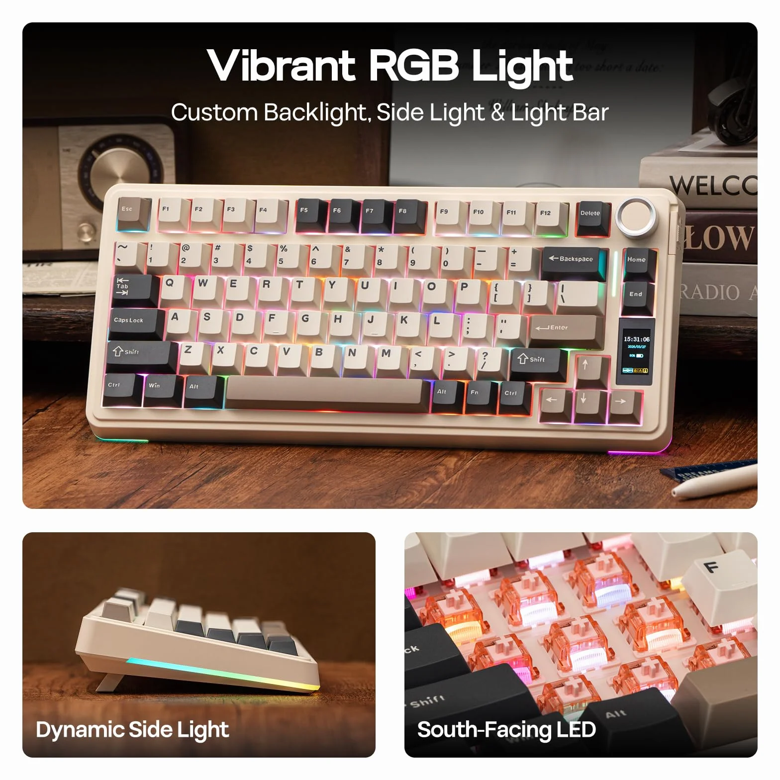 EPOMAKER X Aula EA75 MAX 75% bezprzewodowa klawiatura mechaniczna RGB Hot-Swap PBT Creamy Gasket