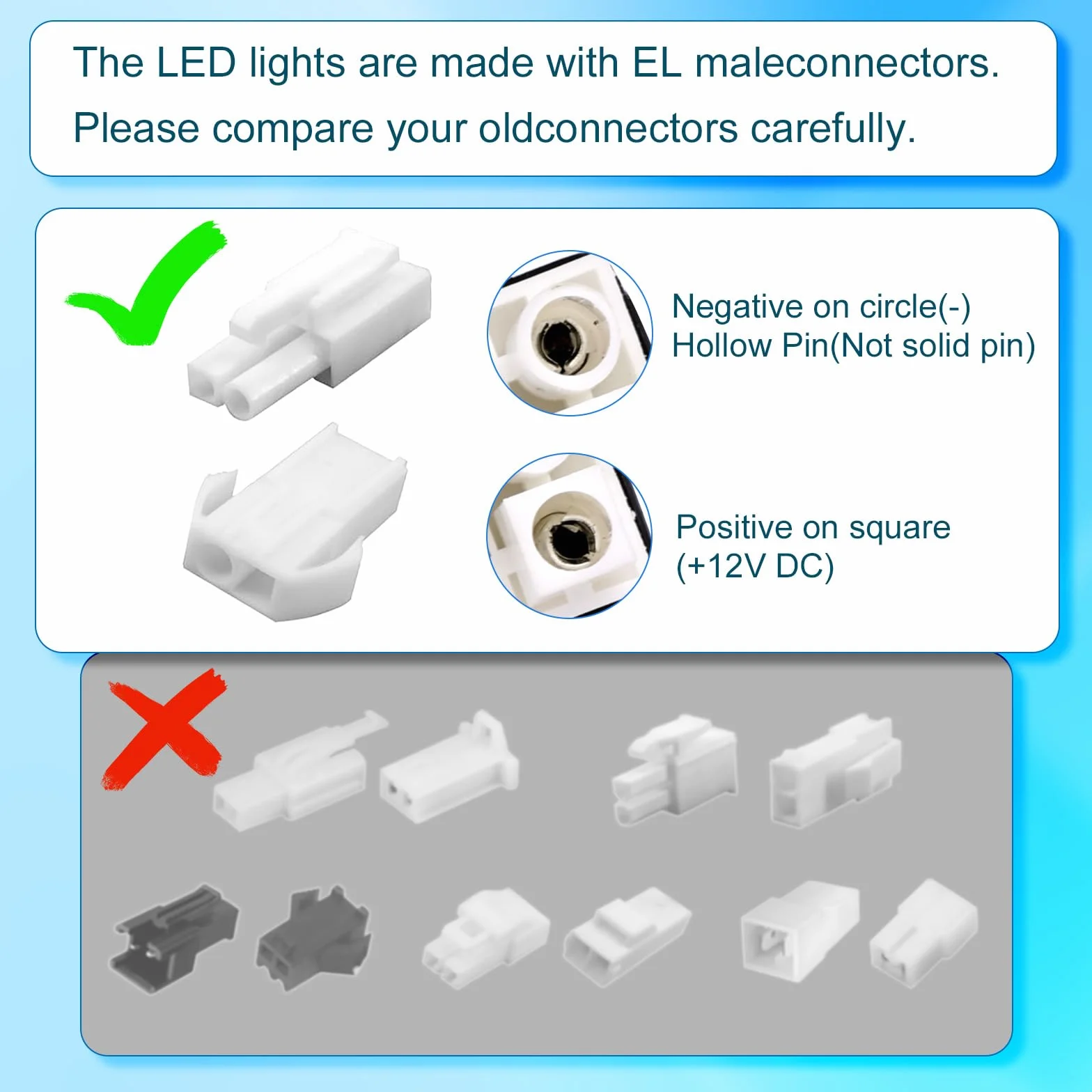 Wtyk Męski Okap LED 6,8cm DC 12V 6500K Stal Nierdzewna Akcesoria Oświetleniowe