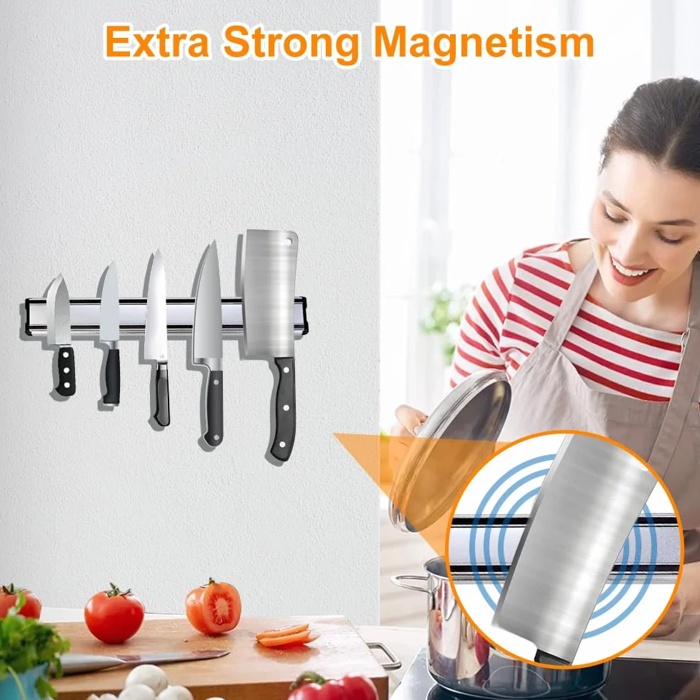 Magnetyczny uchwyt na noże kuchenne, listwa magnetyczna 30 cm, bardzo mocny uchwyt na noże, magnetyczny uchwyt na noże, szyna magnetyczna, montaż na ścianie, do wszystkich rodzajów noży kuchennych