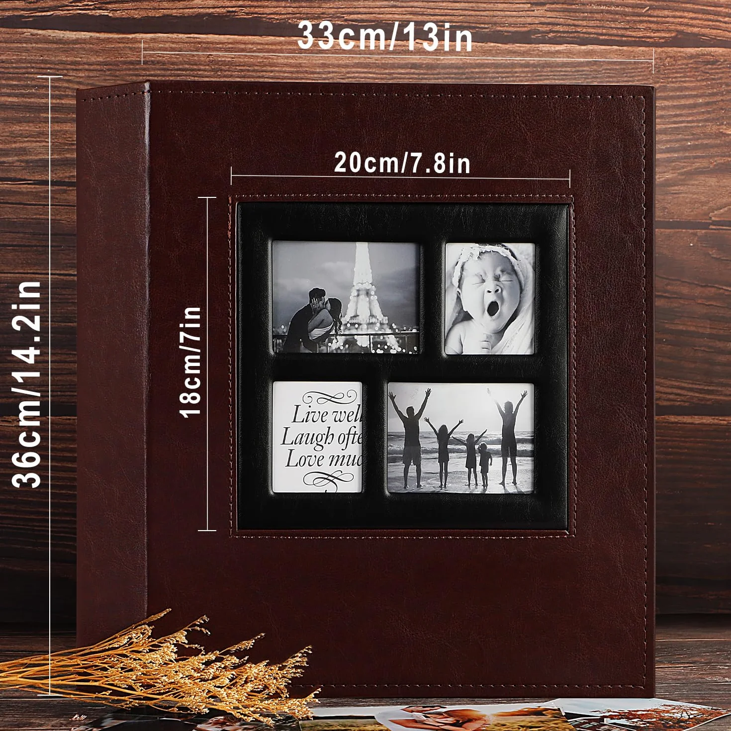 Album fotograficzny 10x15 500 kieszeni skóra vintage brązowy