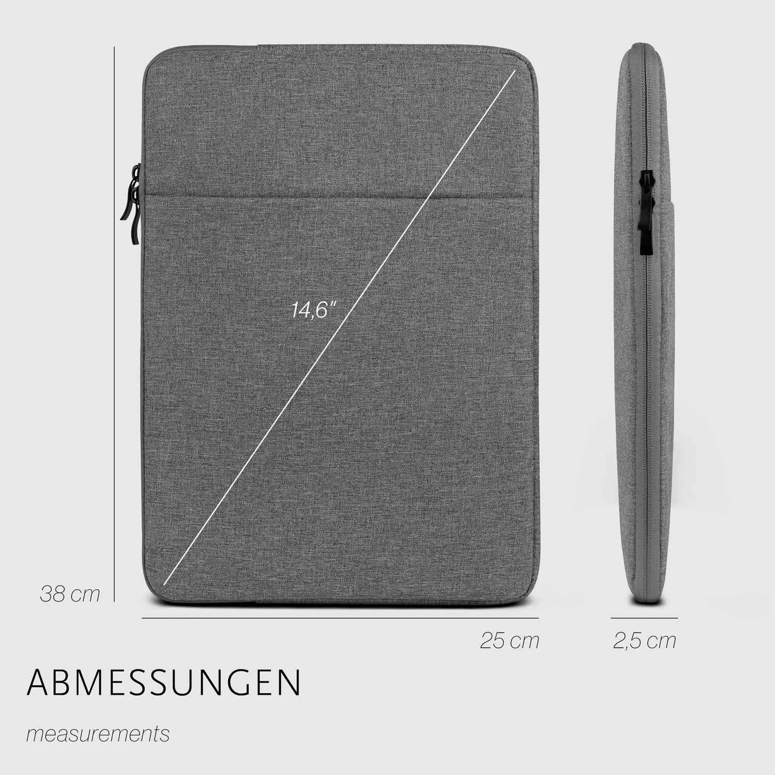 moex Etui na tablet Samsung Galaxy Tab S11 Ultra, kieszeń z zamkiem błyskawicznym i kieszenią na akcesoria, materiał nylonowy rękaw miękko wyściełany, minimalistyczny pokrowiec ochronny, ciemnoszare