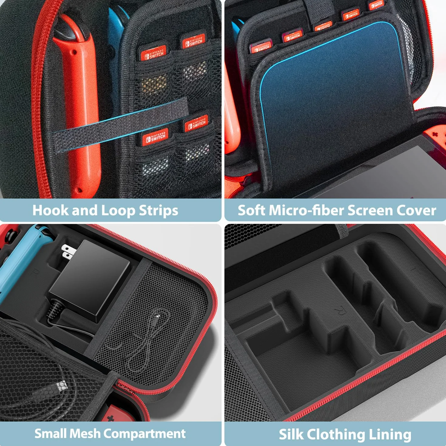 OIVO Etui na Nintendo Switch & Switch OLED, etui NS z 20 gniazdami na kartę, etui ochronne i twarda obudowa do konsoli i akcesoriów Nintendo Switch, czerwone
