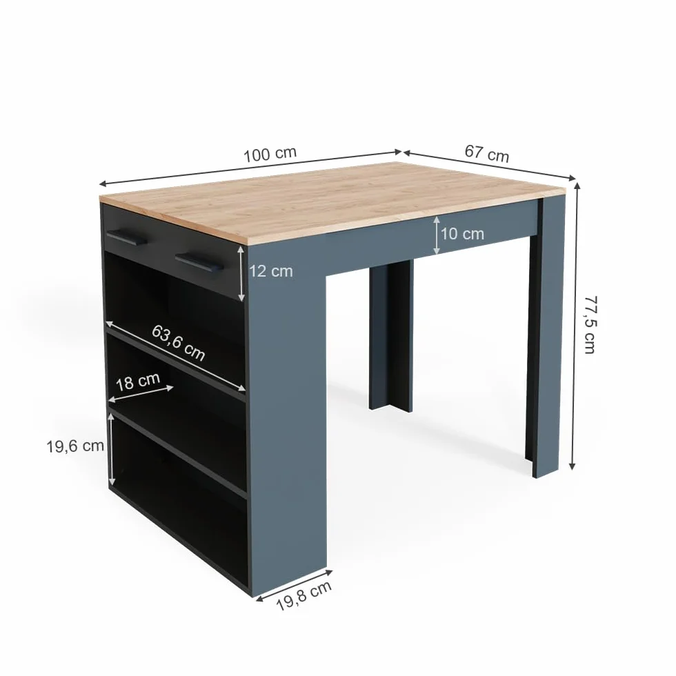 Vicco Stół do jadalni Repose Antracyt złoty dąb 67 x 100 cm