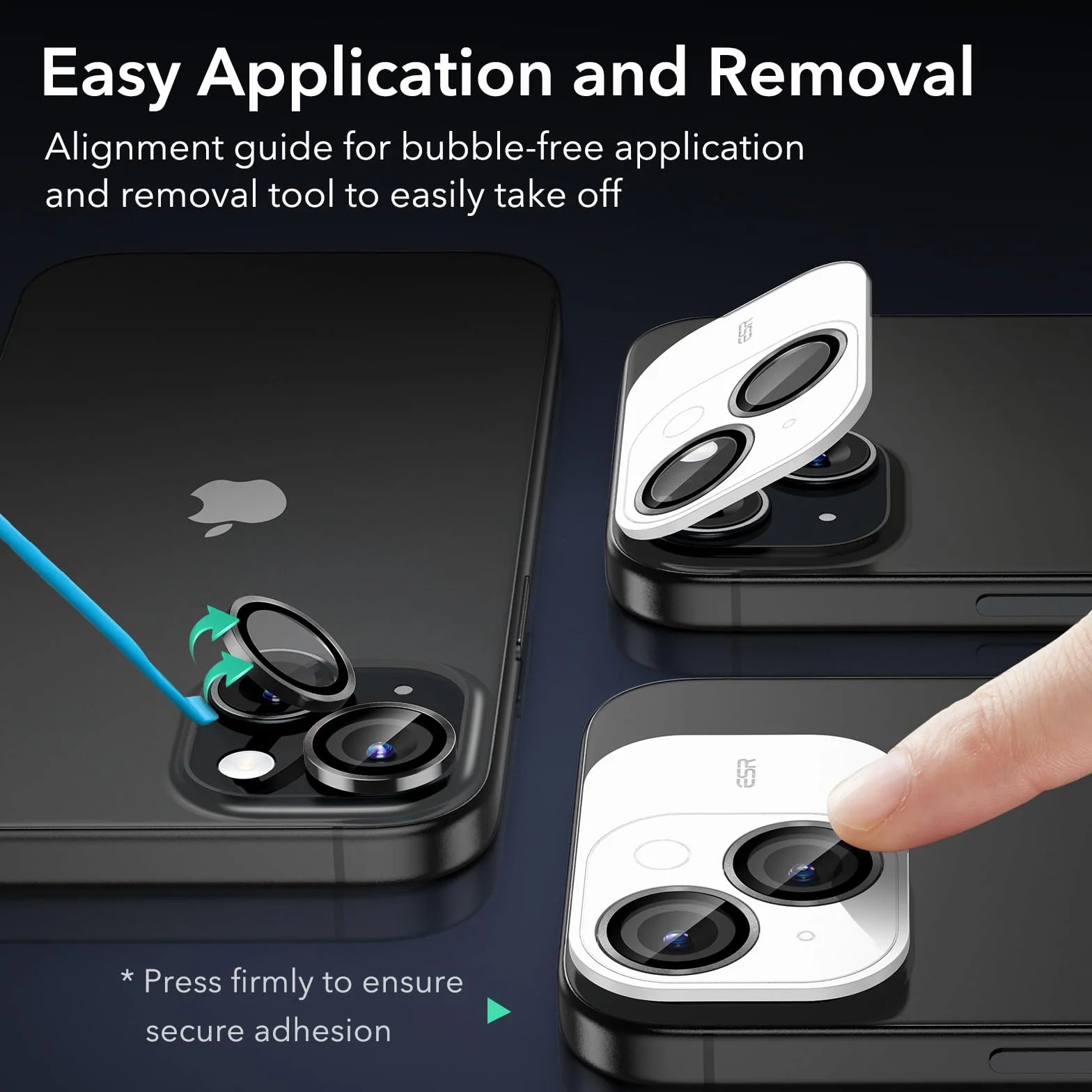 ESR Ochrona aparatu iPhone 15/15 Plus i iPhone 14/14 Plus, Armorite pojedyncze folie ochronne na soczewki, odporne na zarysowania, ultracienkie szkło hartowane z aluminiową krawędzią, seria Armorite,