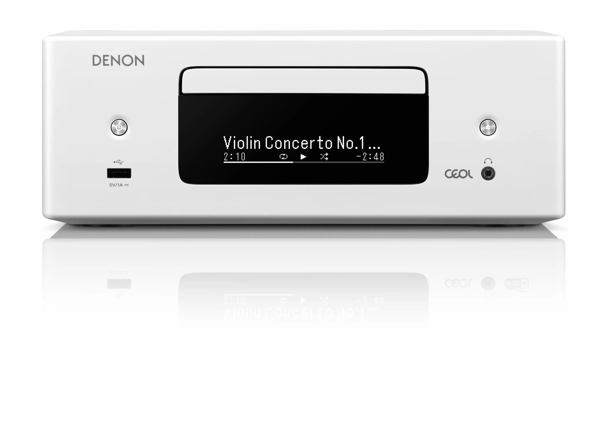 Denon RCD-N12DAB kompaktowy system, wzmacniacz HiFi, odtwarzacz CD, radio internetowe, strumieniowe przesyłanie muzyki, HEOS Multiroom, 2 wejścia, Biały