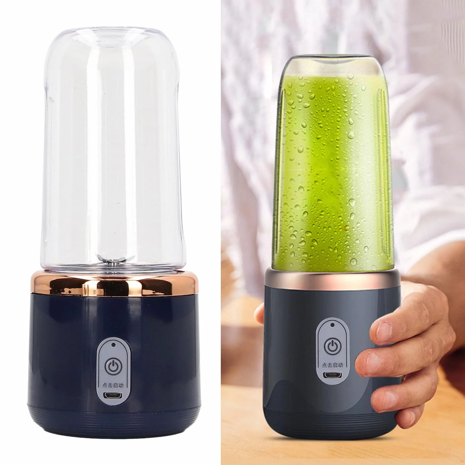 Przenośny Blender z 6 Ostrzami o Pojemności 400 Ml, baterią 1500 MAh, Blenderem Podróżnym 22 000 Obr./min do Kawy Owocowo-wege, PCTG Klasy Spożywczej, ładowaniem Przez
