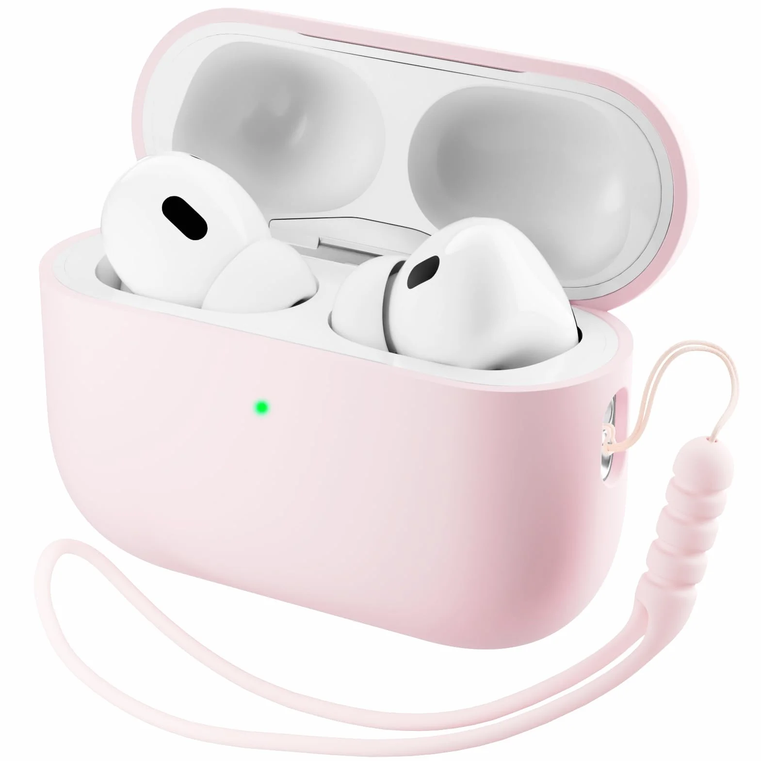 ORNARTO Kompatybilne z Airpods Pro 3 Case (2025), Ochronne Etui Pokrowiec z Płynnego Silikonu do Airpods Pro 3. Generacji ze Smyczą Miękka Powłoka Przednia Dioda LED Widoczna-Różowy