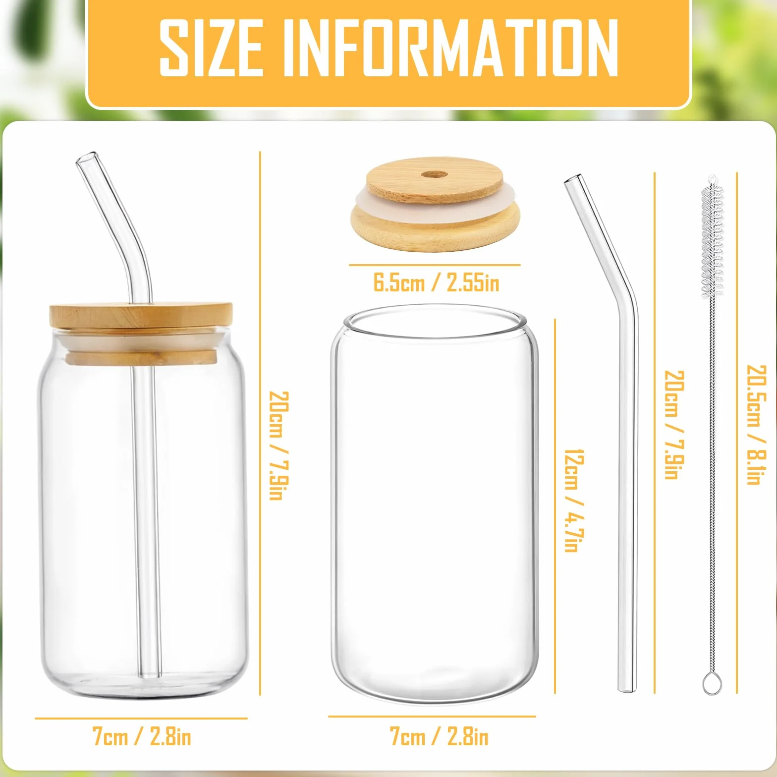 Szklane Kubki z Pokrywką i Słomką - Zestaw 2 Szklanek do Piwa i Kawy, 400 ml, Wielokrotnego Użytku, na Prezent