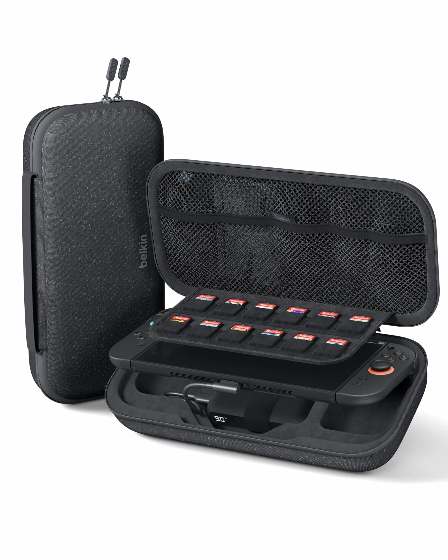 Belkin etui ładujące do Nintendo Switch 2 z powerbankiem 10 000 mAh, wyświetlaczem LCD, ładowarką 20 W, uchwytem na AirTag – Antracyt