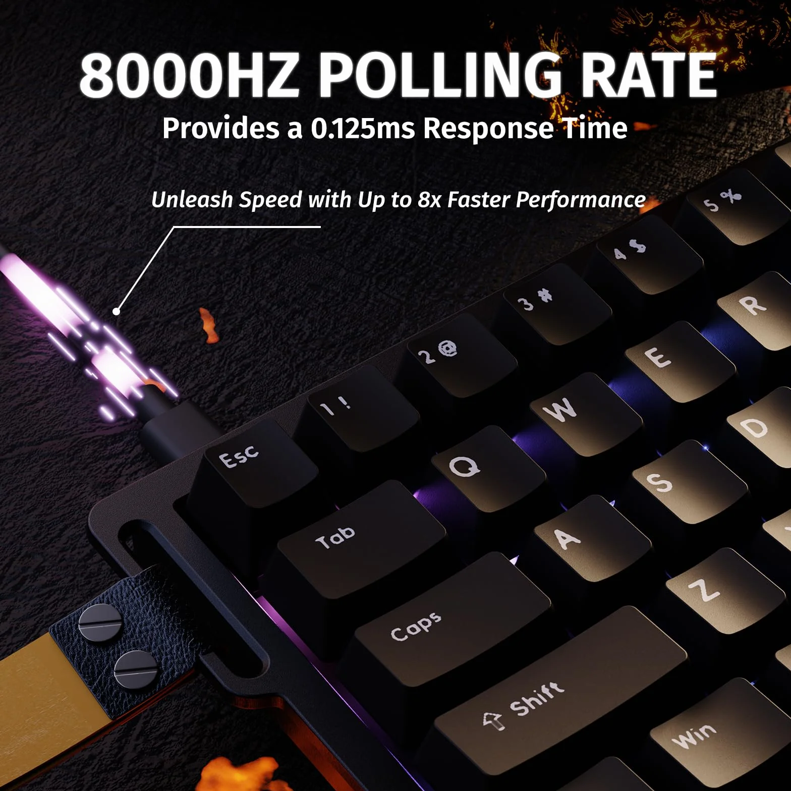 ATTACK SHARK X68 HE 8000 Hz Rapid Trigger Klawiatura 0,01 mm Przewodowa RGB 60% Przełączniki Magnetyczne Czarna