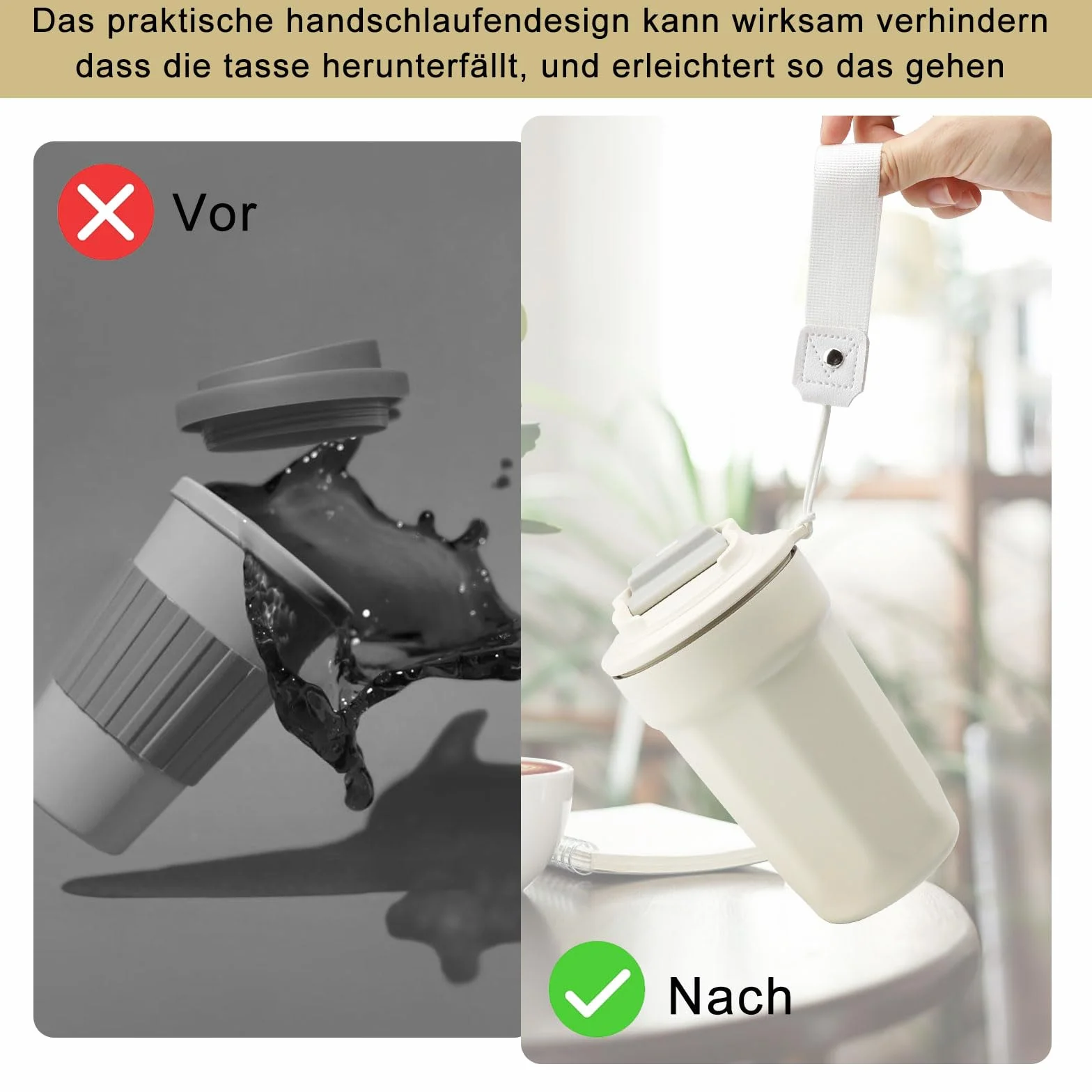 Kubek termiczny 480 ml ze stali nierdzewnej szczelny z pokrywką do kawy na wynos