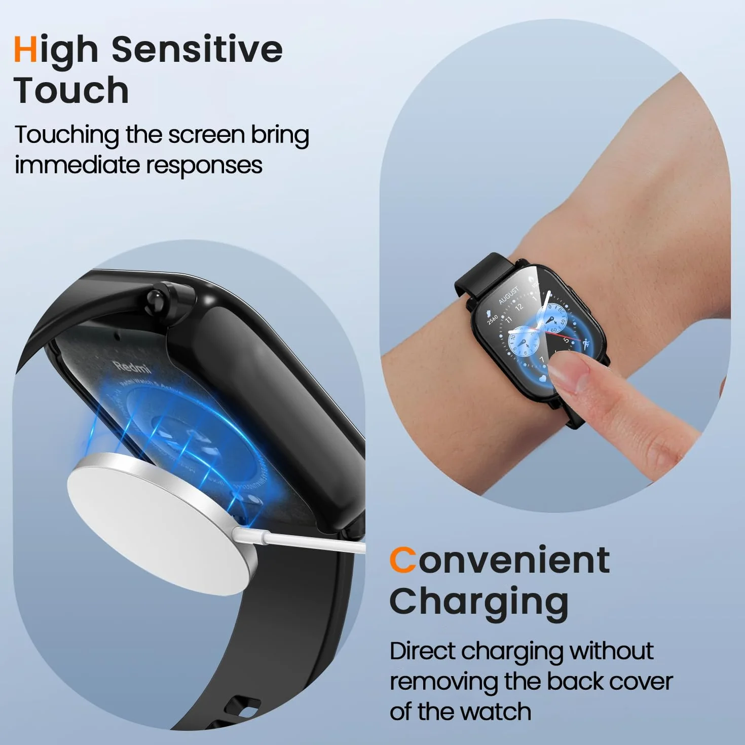 ivoler 3 szt. Obudowa z Folią Ochronną dla Xiaomi Redmi Watch 5 Lite (nie dla Redmi Watch 5) – pełne pokrycie, ultracienka miękka TPU, czarna