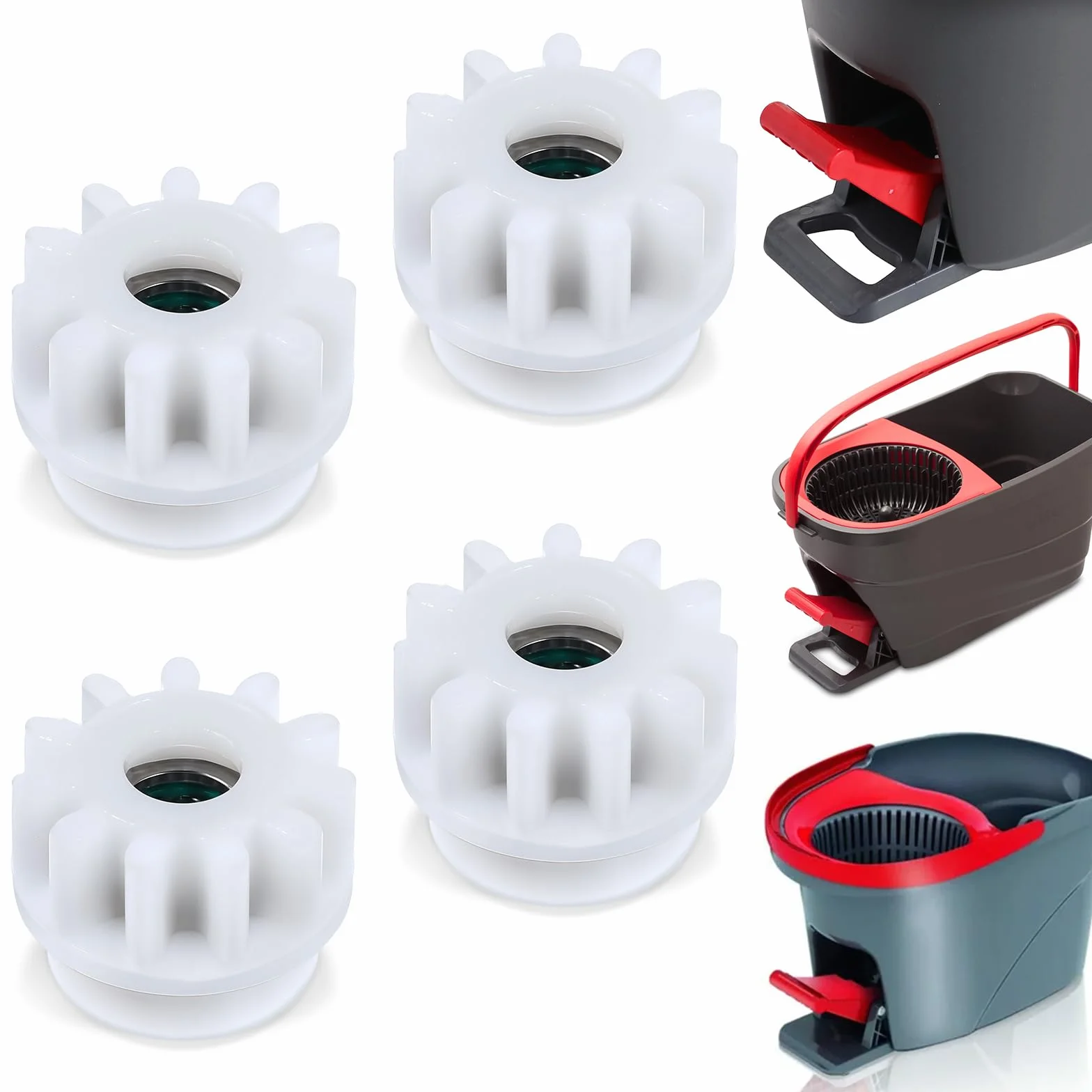 Larrel 4 sztuki części zamiennych do mopa, 2,5 cm, z tworzywa sztucznego, do łożysk sprzęgła spinmopa, zapasowych kół zębatych do łożysk sprzęgła spinmopa, koła zębatego, zamienniki do Vileda i innych