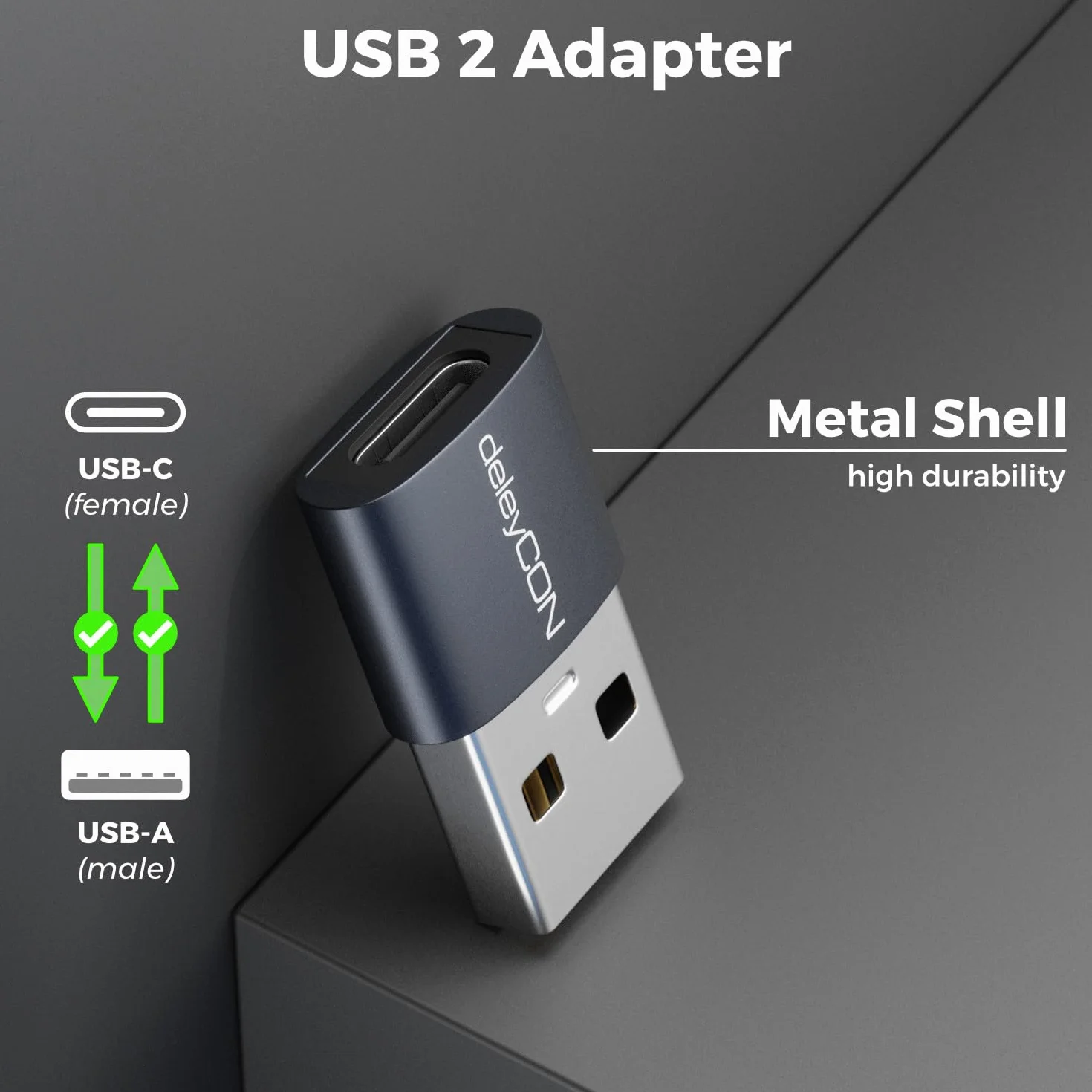 deleyCON Adapter USB-C (3 Szt.) - Gniazdo USB-C do Wtyku USB-A - do iPhone 17/16/15, iPad, Galaxy S25/S24/S23, A56, A16, Laptopa, Notebooka, CarPlay, ładowarki itp.