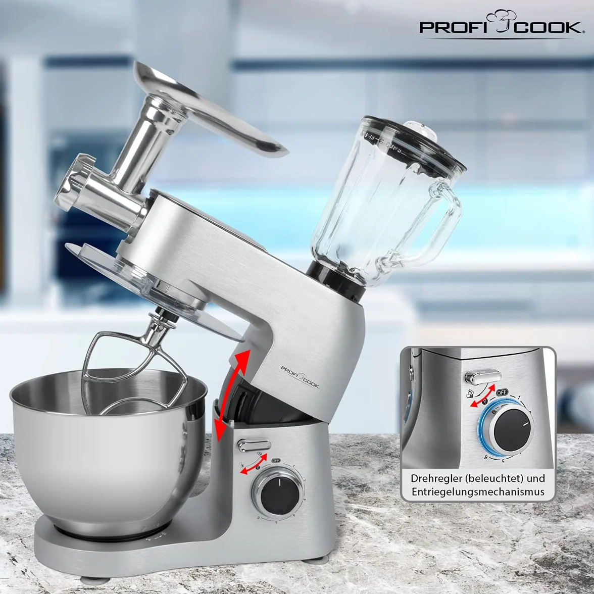 Profi Cook PC-KM 1189 Wielofunkcyjny robot cukierniczy 3 w 1 1500 W srebrny