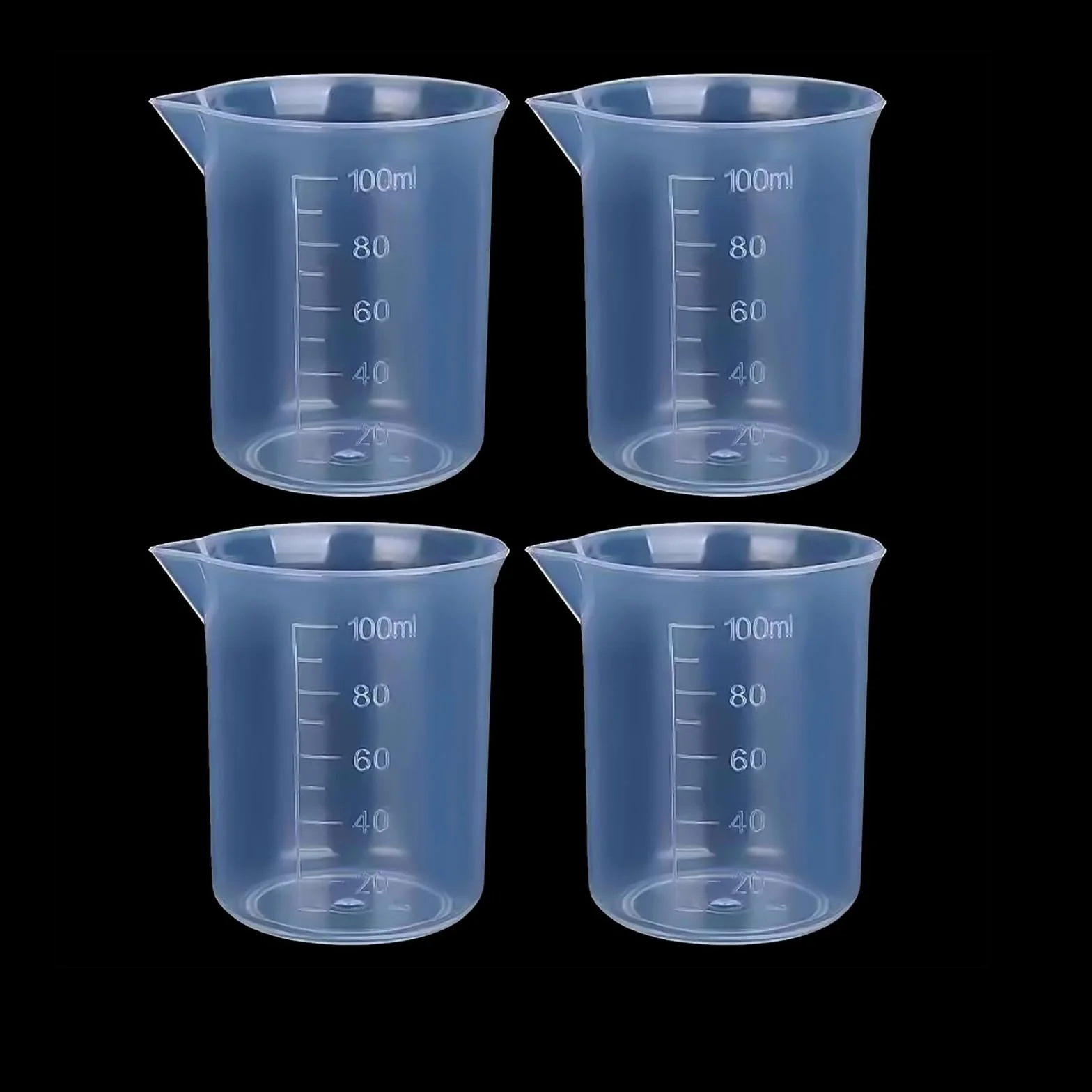 Plastikowe miarki 100 ml przezroczyste kubki z miarką narzędzie pomiarowe 4 sztuki