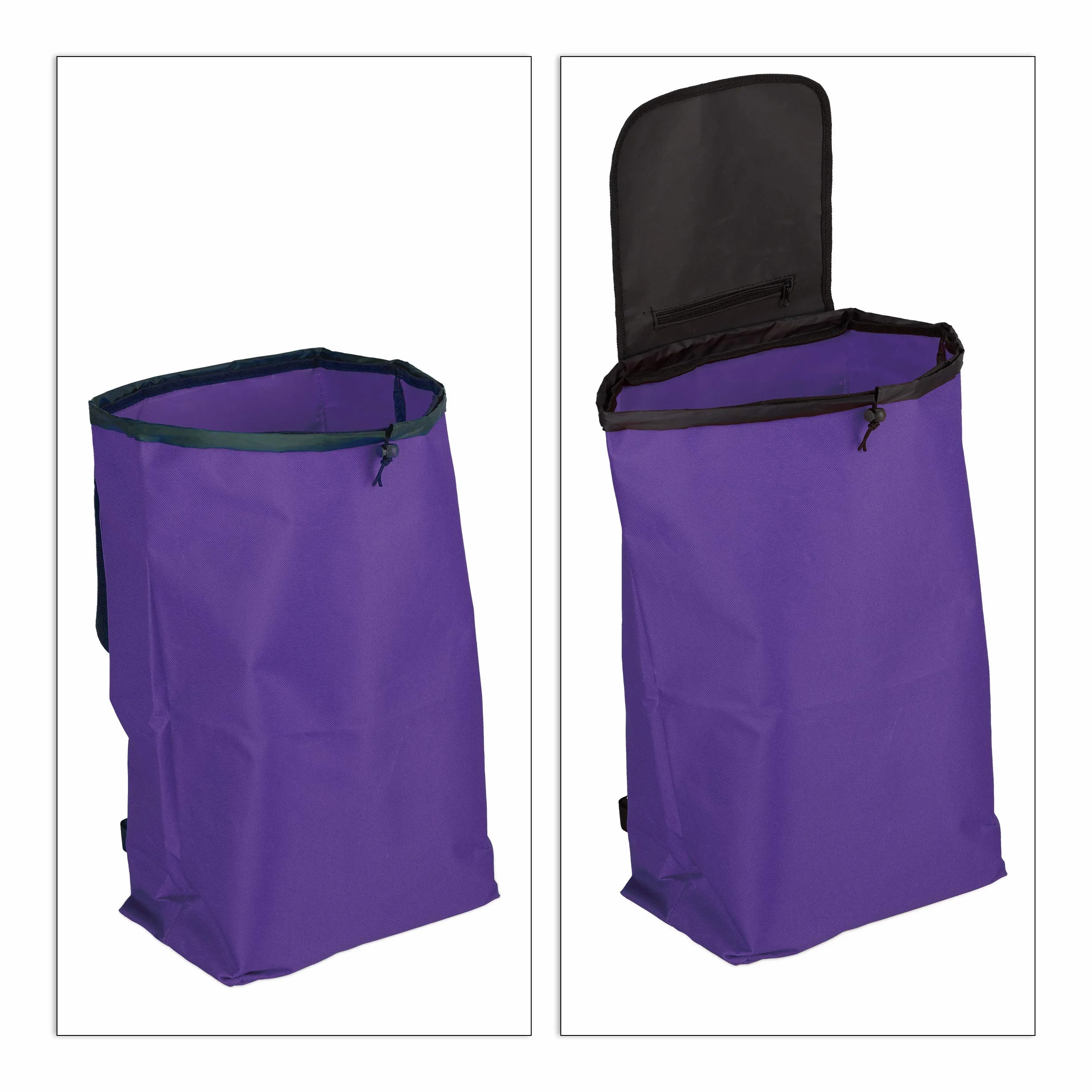 Relaxdays Wózek na zakupy, składany, 25 l, torba na zakupy z kółkami, obciążenie do 10 kg, wys. x gł.: 91 x 40 x 30 cm, fioletowa, stalowa