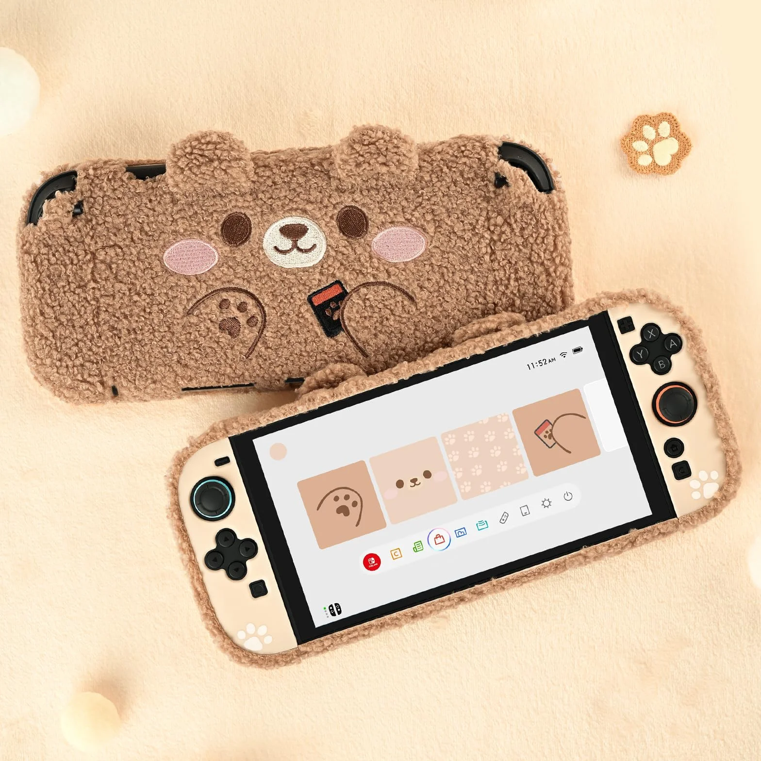 GeekShare Pluszowe etui kompatybilne z Switch 2 (2025), NS2 etui ochronne do konsoli Switch i kontrolera Grip Joy, pluszowy miś