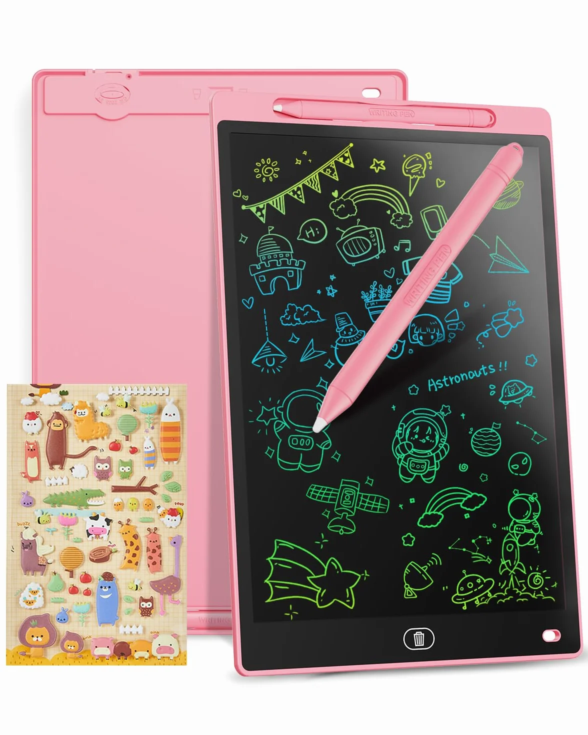 Genialba Tablica do Pisania LCD 10 Cali Kolorowa, Tablet Elektroniczny Rysowania Ekranu, Educational Zabawki Prezenty dla 2 3 4 5 lat Starych Chłopców Dziewczyny, Urodziny Bożego Narodzenia(Różowy)