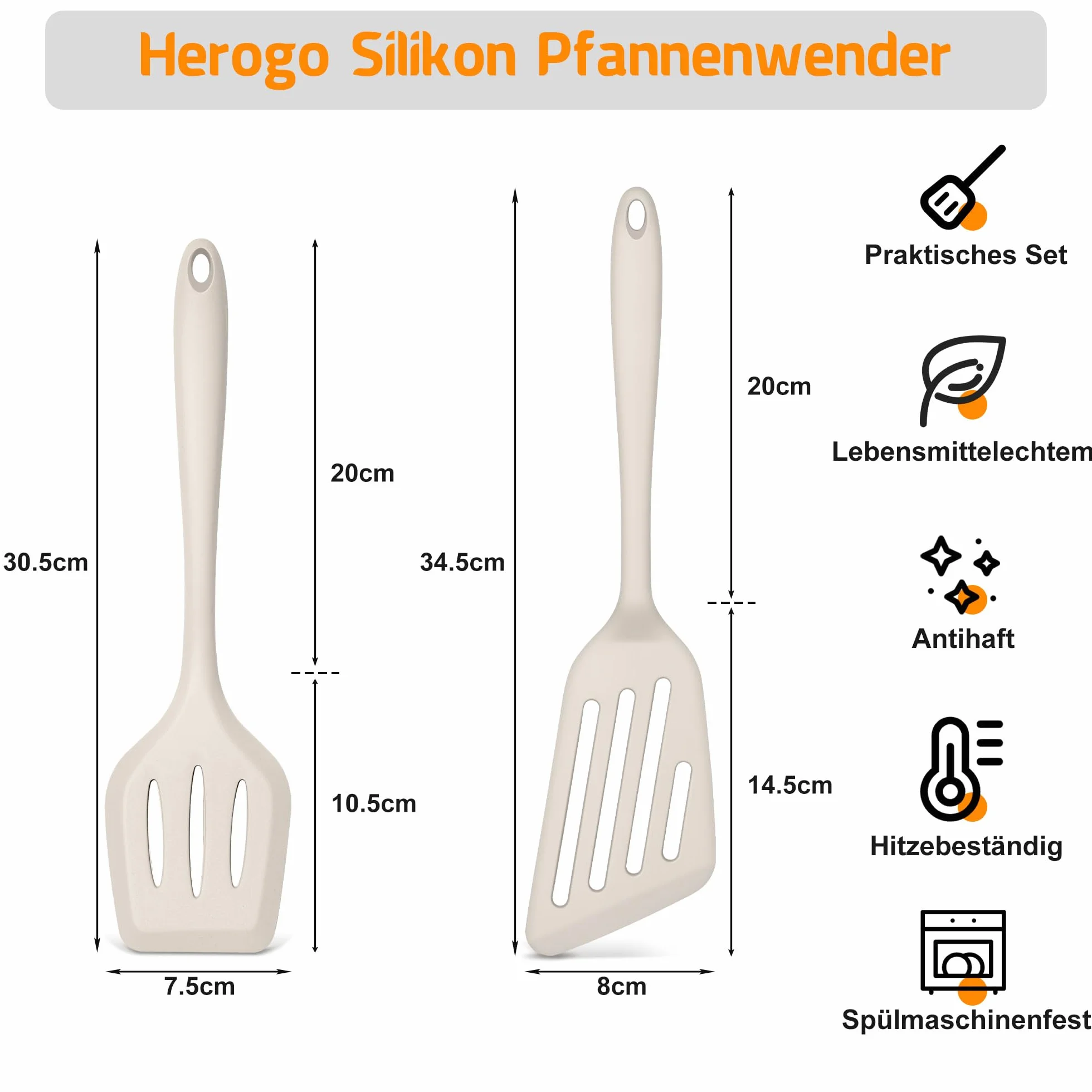 Herogo Zestaw szpatułek silikonowych do patelni 2 sztuki nieprzywierających