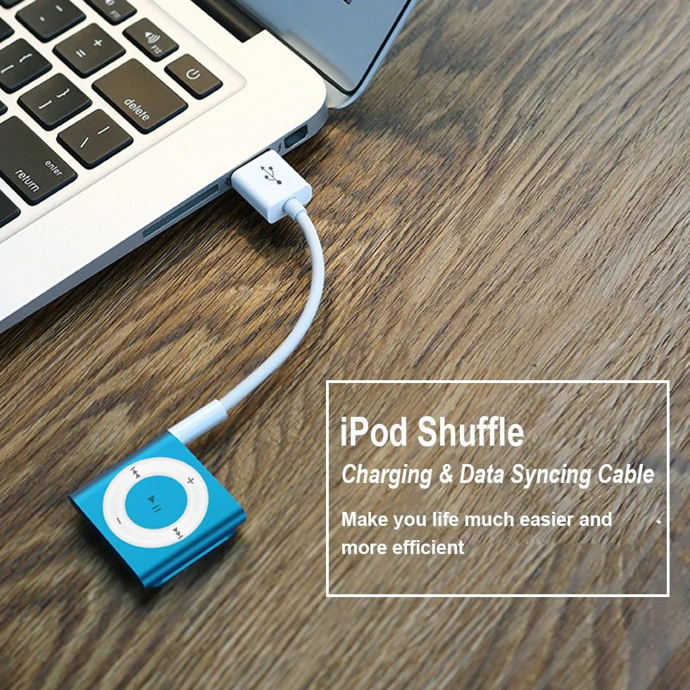 Kabel iPod Shuffle, iMangoo Jack Audio 3,5 mm do USB Kabel do ładowania i przesyłania danych Opakowanie 2 kompatybilne z iPod Shuffle 3 4 5 6 7 Odtwarzacz MP3 Biały