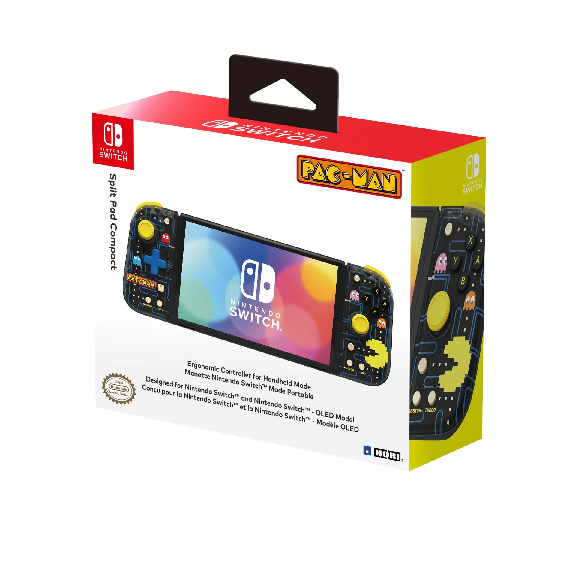 Hori Split Pad Compact (Pacman) Ergonomiczny kontroler Nintendo Switch OLED Oficjalna licencja