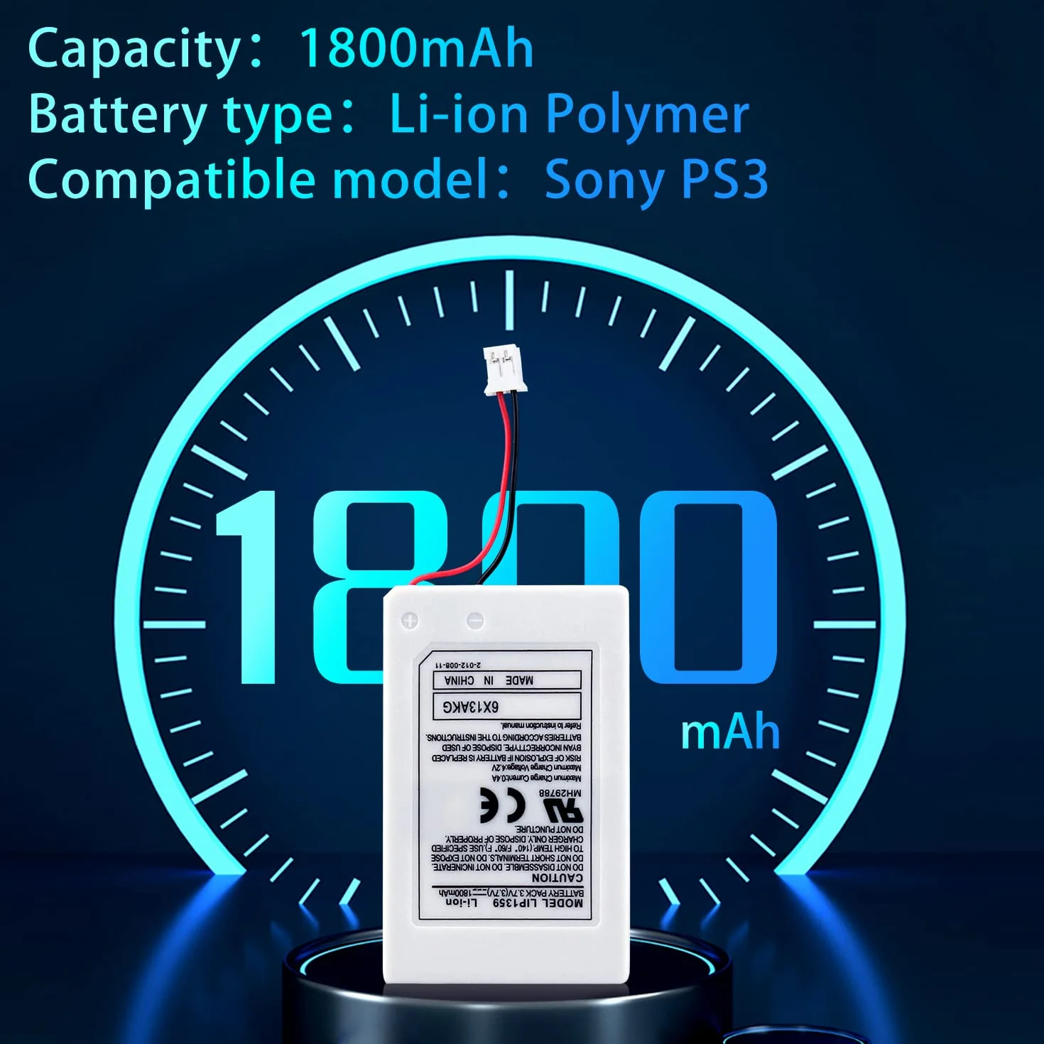 OSTENT Wymiana baterii kontrolera bezprzewodowego kompatybilna z kontrolerem Bluetooth Sony PS3