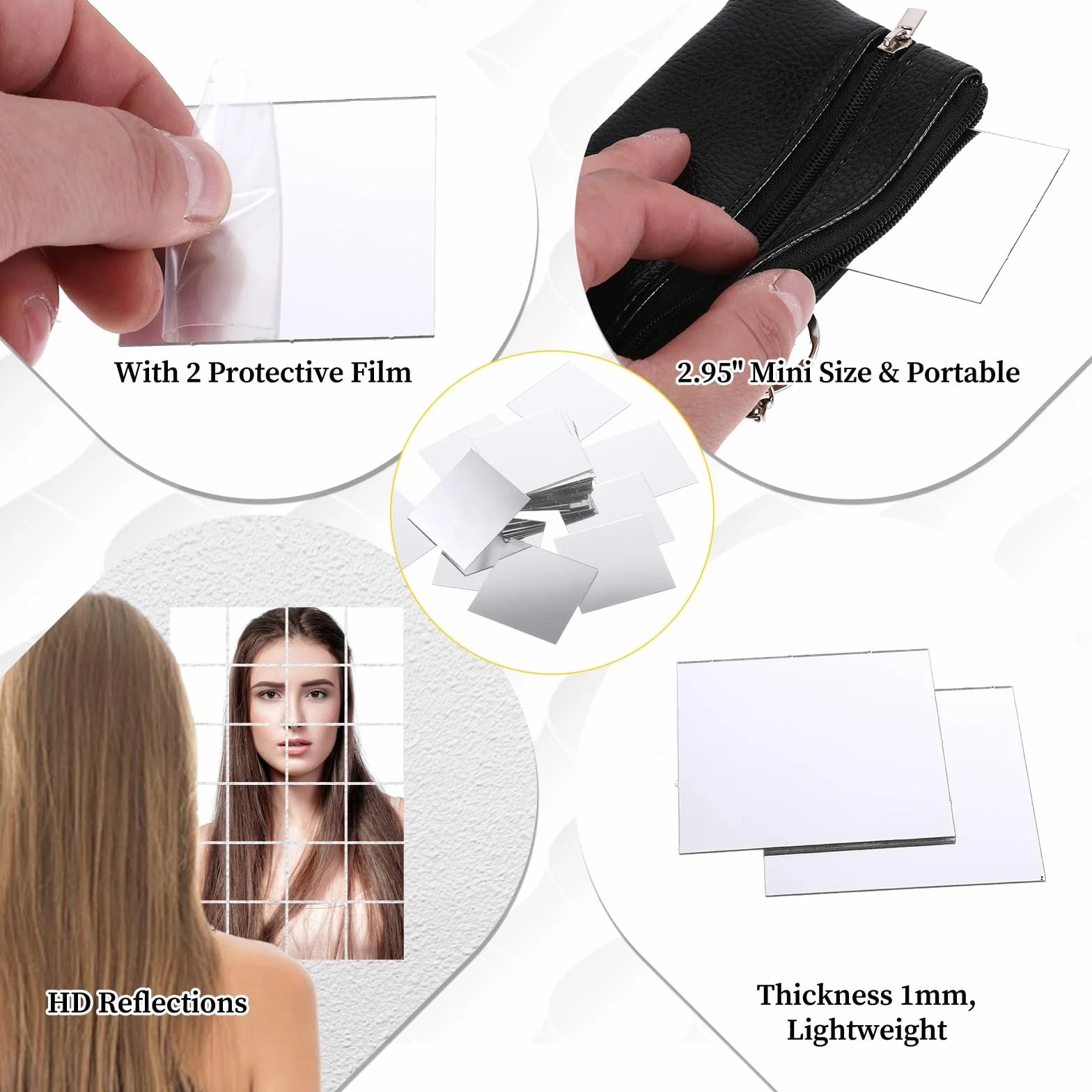50 sztuk małych luster, 5 x 5 cm, kwadratowe, samoprzylepne naklejki na lustro, mini do majsterkowania, kwadratowe lustro, mozaika, do samodzielnego wykonania, dekoracja ścienna, łazienka